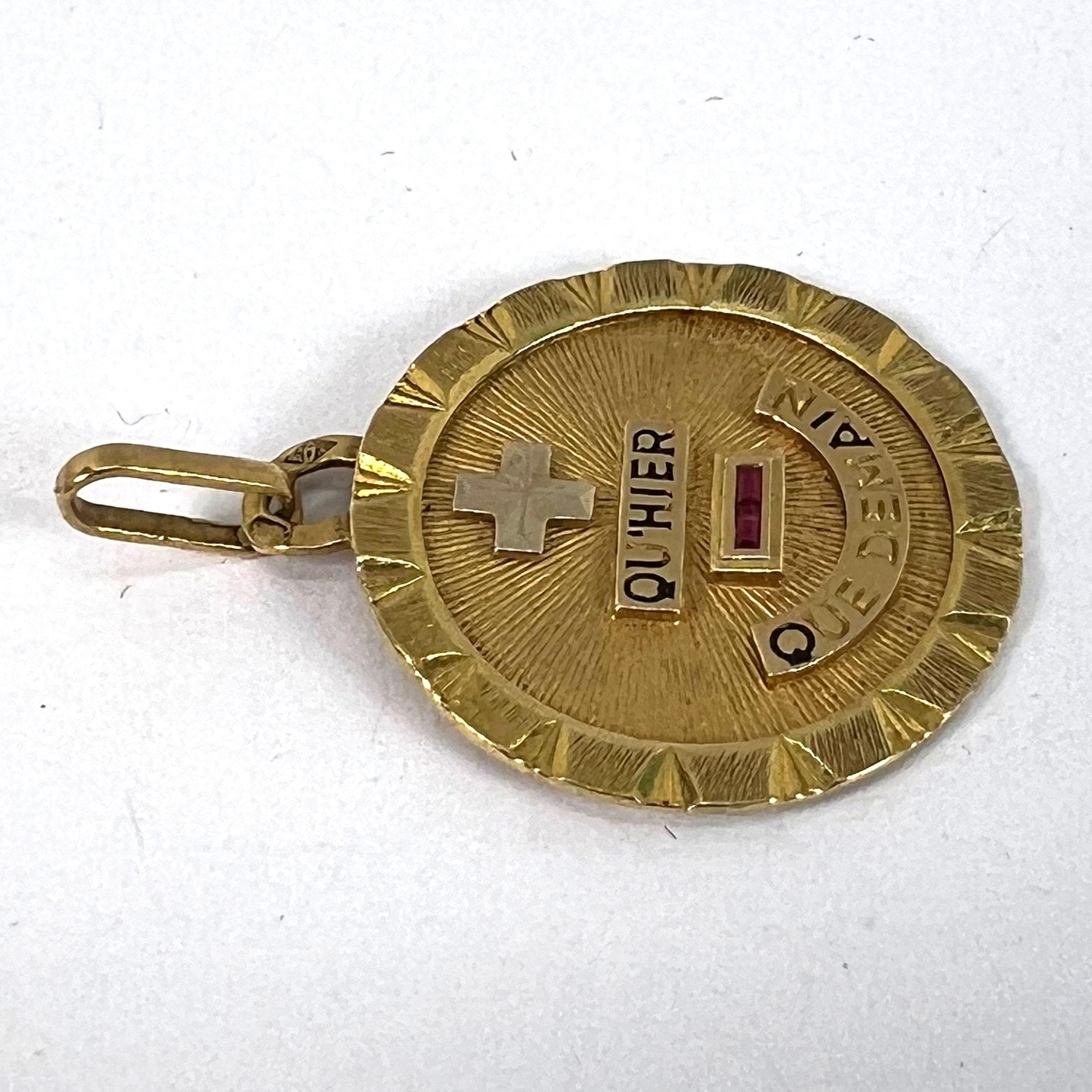 A Augis Plus Qu'Hier Pendentif en or blanc jaune 18K émail rubis amour en vente 9