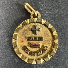 French Augis Plus Qu’Hier 18K Yellow White Gold Enamel Ruby Love Pendant