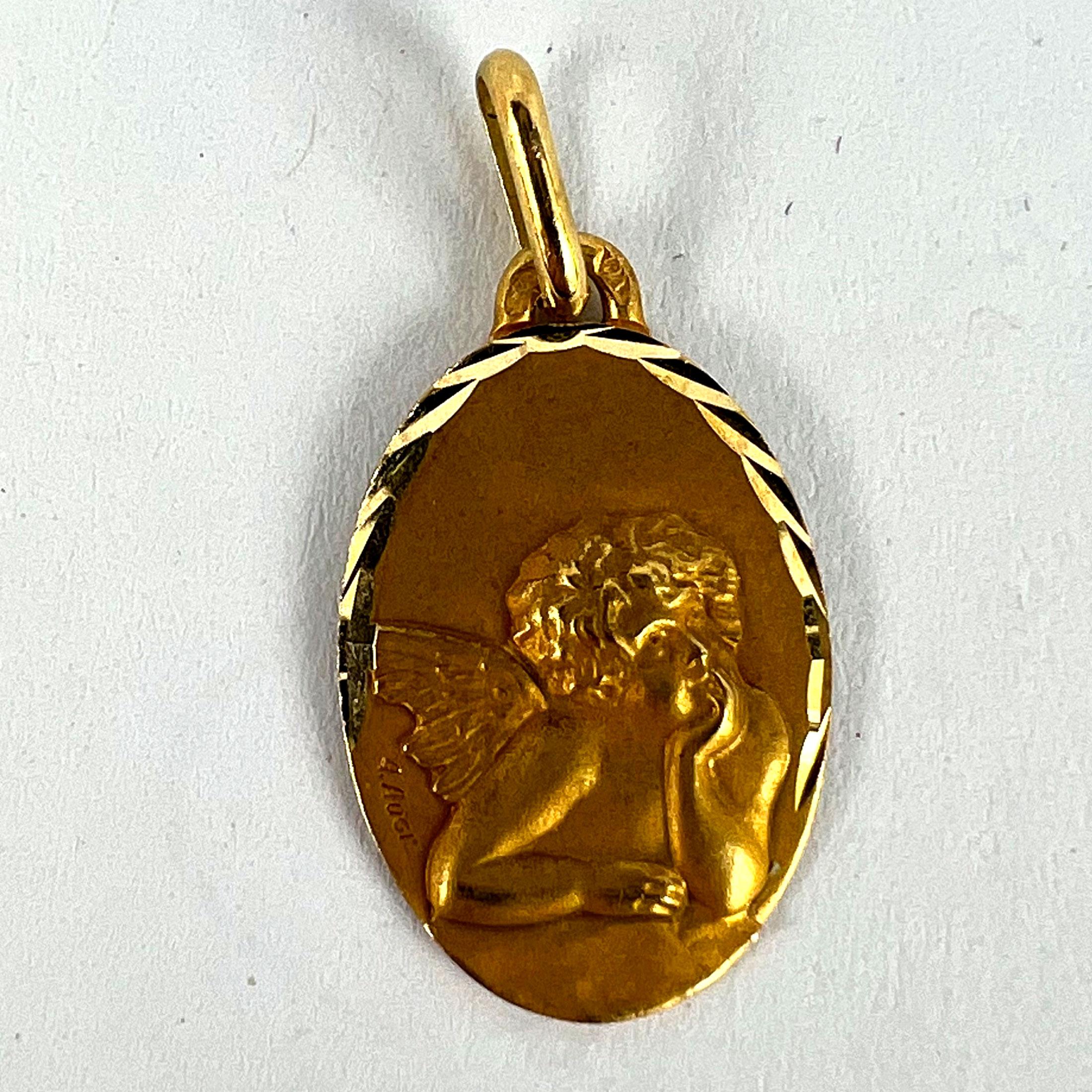 French Augis Raphael’s Cherub 18K Yellow Gold Charm Pendant For Sale 7