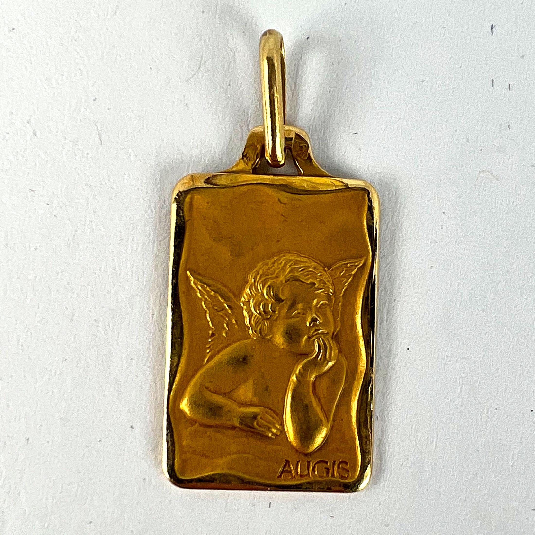 French Augis Raphael’s Cherub 18K Yellow Gold Charm Pendant 7