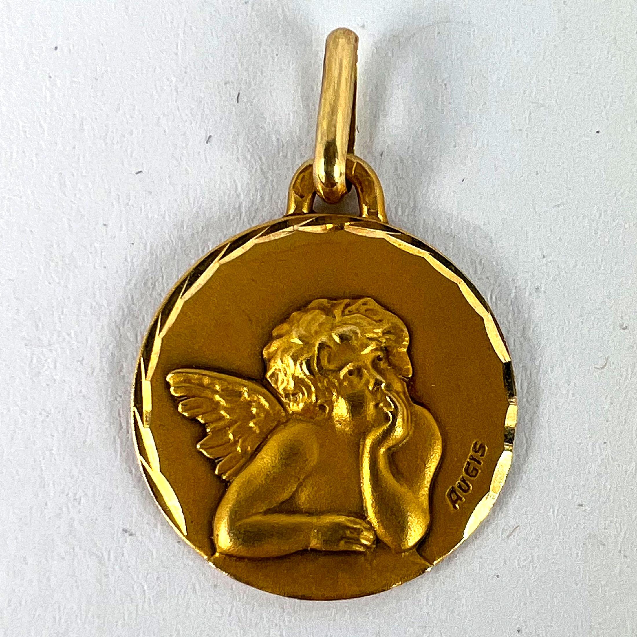 French Augis Raphael’s Cherub 18K Yellow Gold Charm Pendant For Sale 8