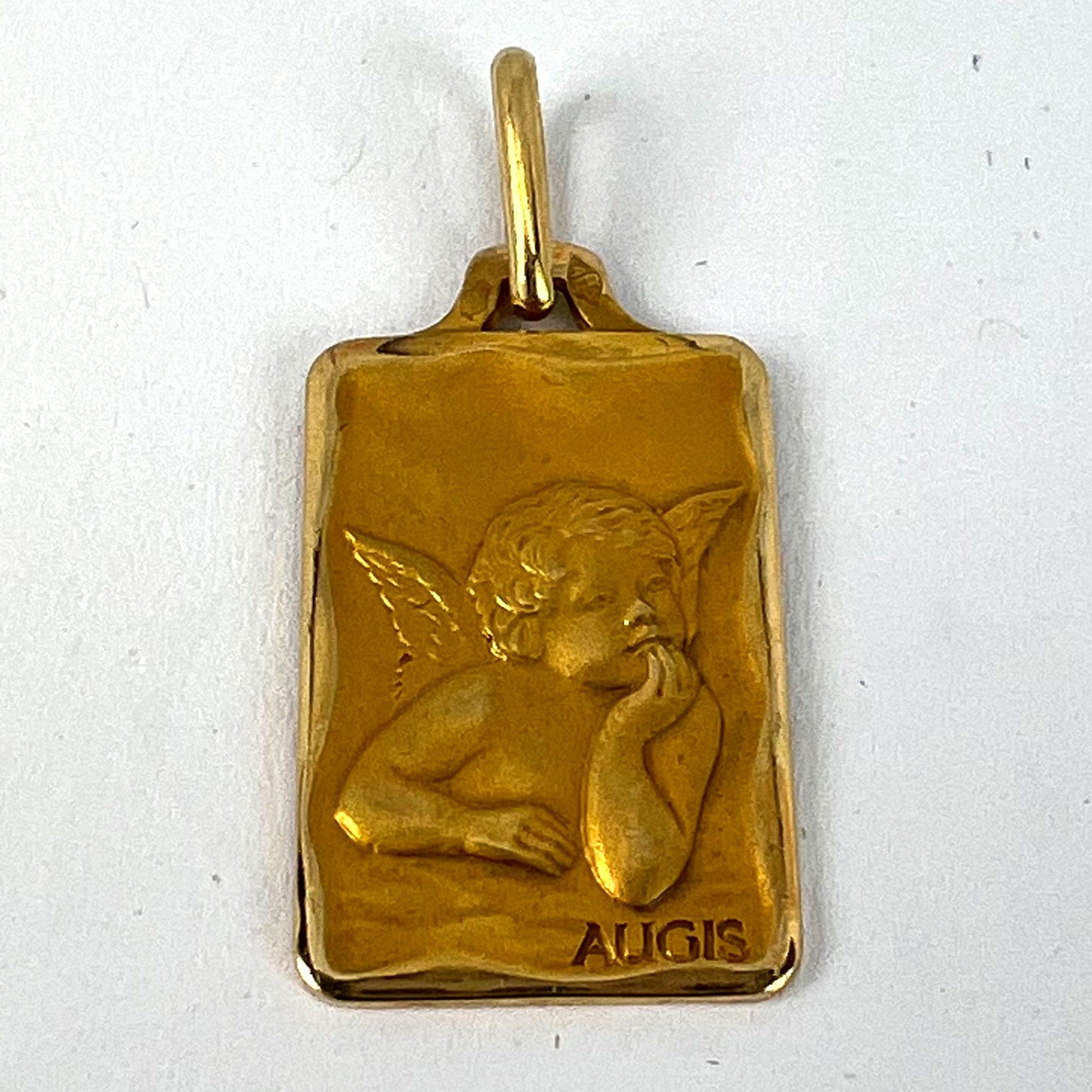 French Augis Raphael’s Cherub 18K Yellow Gold Charm Pendant 8