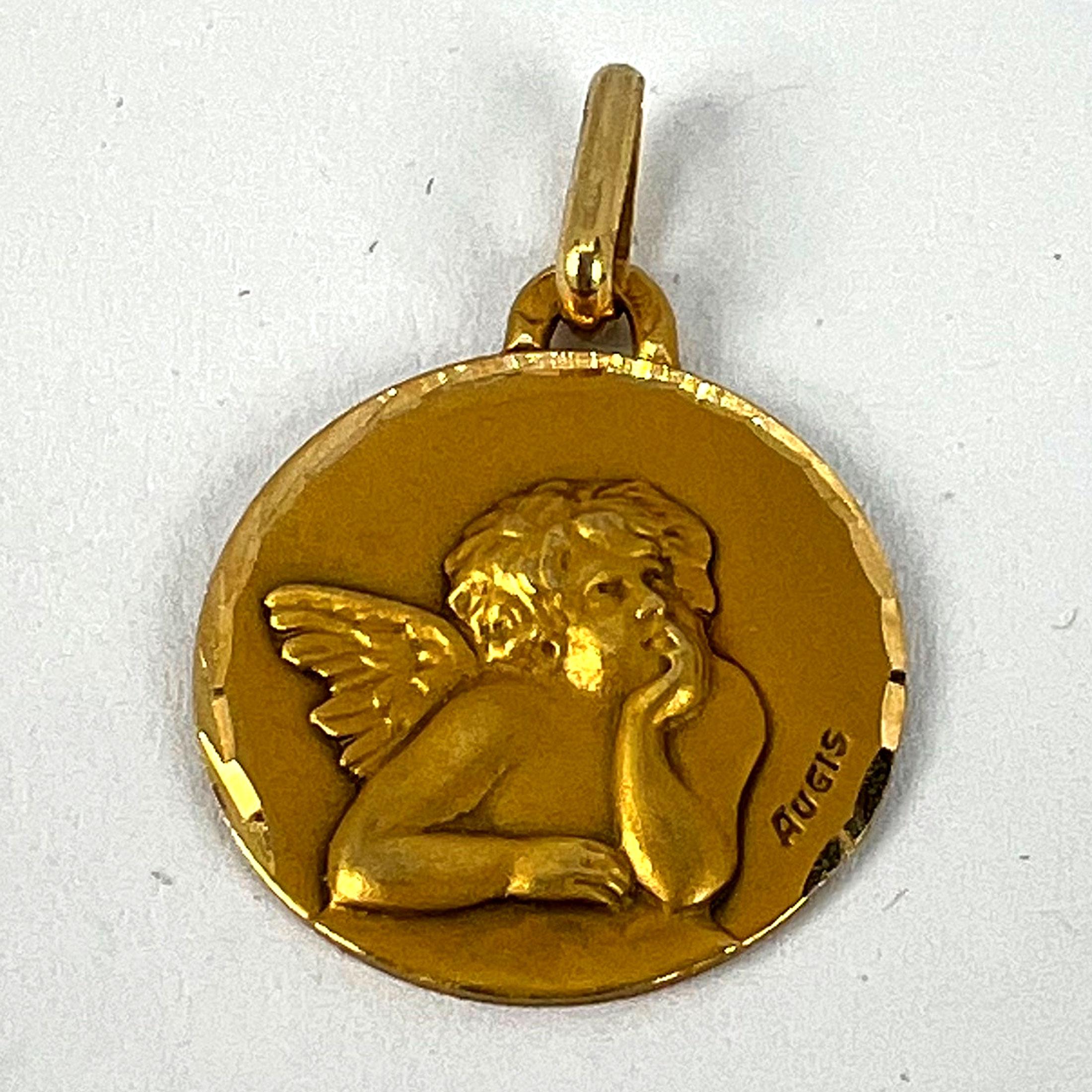 French Augis Raphael’s Cherub 18K Yellow Gold Charm Pendant For Sale 9