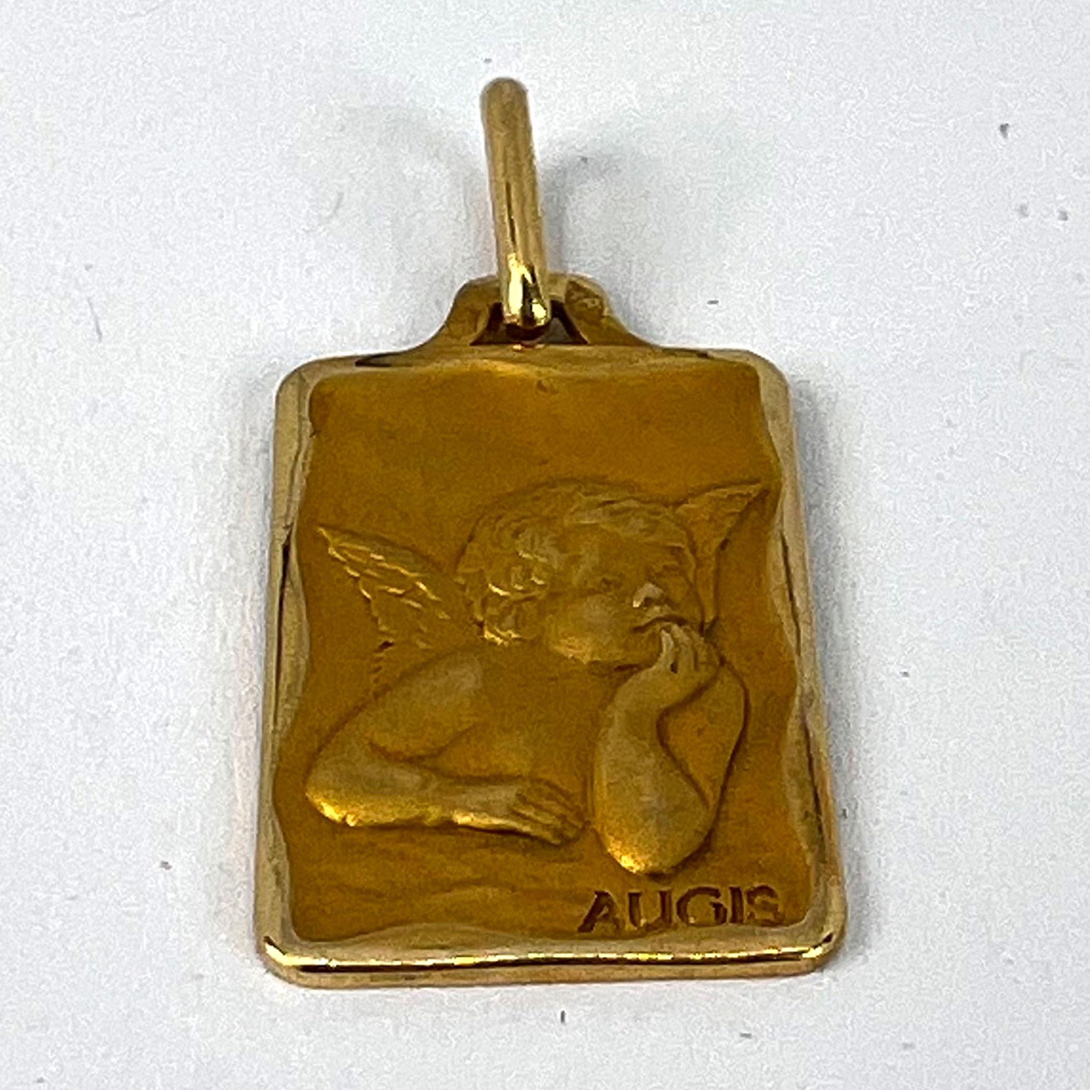 French Augis Raphael’s Cherub 18K Yellow Gold Charm Pendant 9