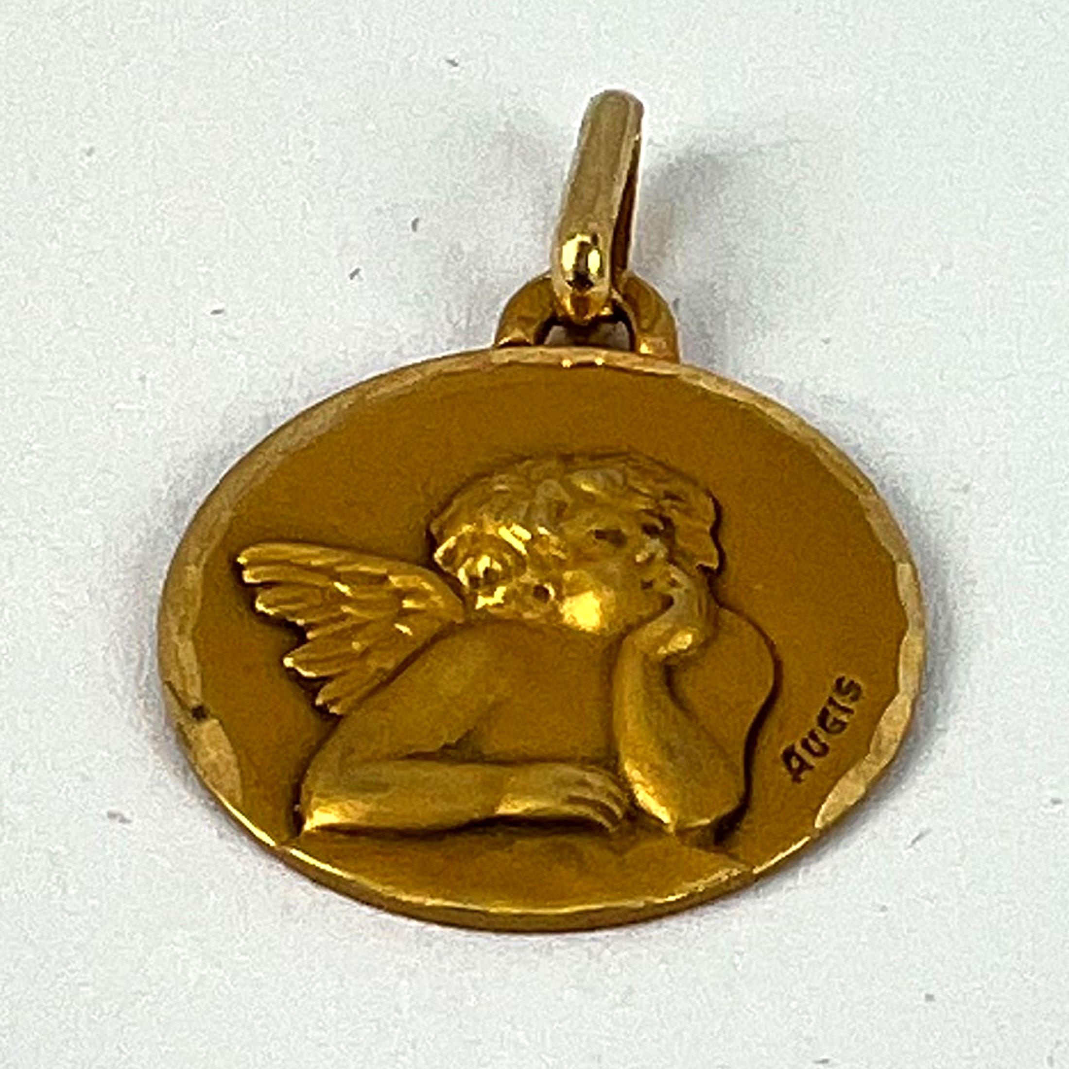 French Augis Raphael’s Cherub 18K Yellow Gold Charm Pendant For Sale 10