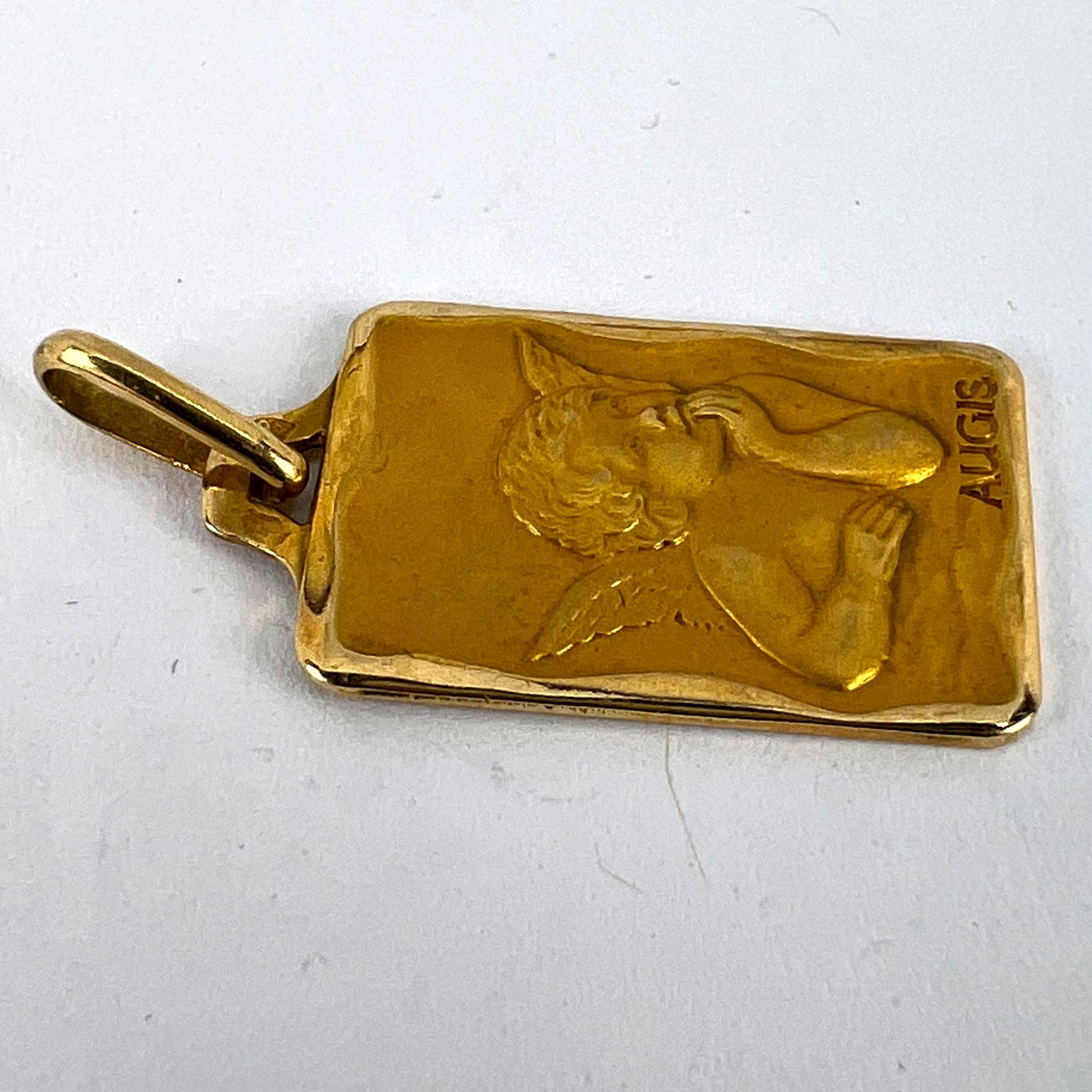 French Augis Raphael’s Cherub 18K Yellow Gold Charm Pendant 10