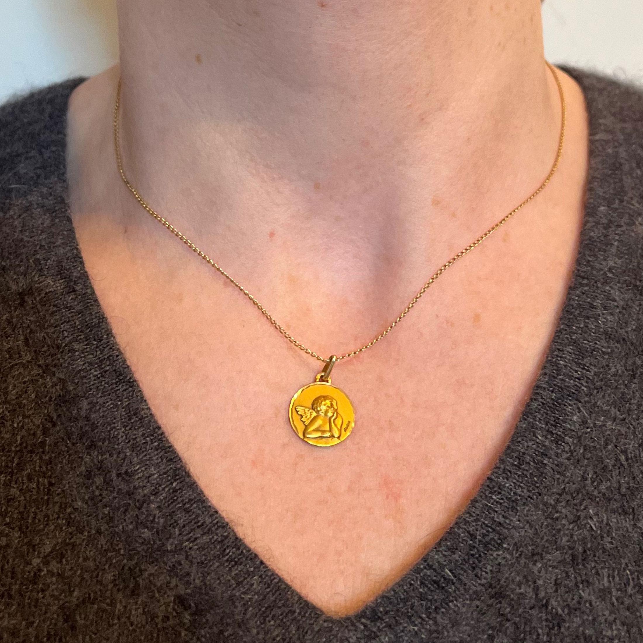 da uomo o donna Ciondolo a forma di cherubino in oro giallo 18 carati di Raphael French in vendita