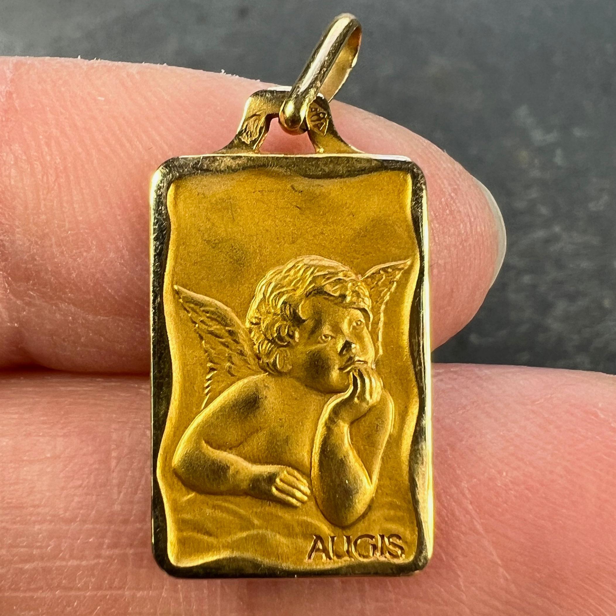 French Augis Raphael’s Cherub 18K Yellow Gold Charm Pendant For Sale 1