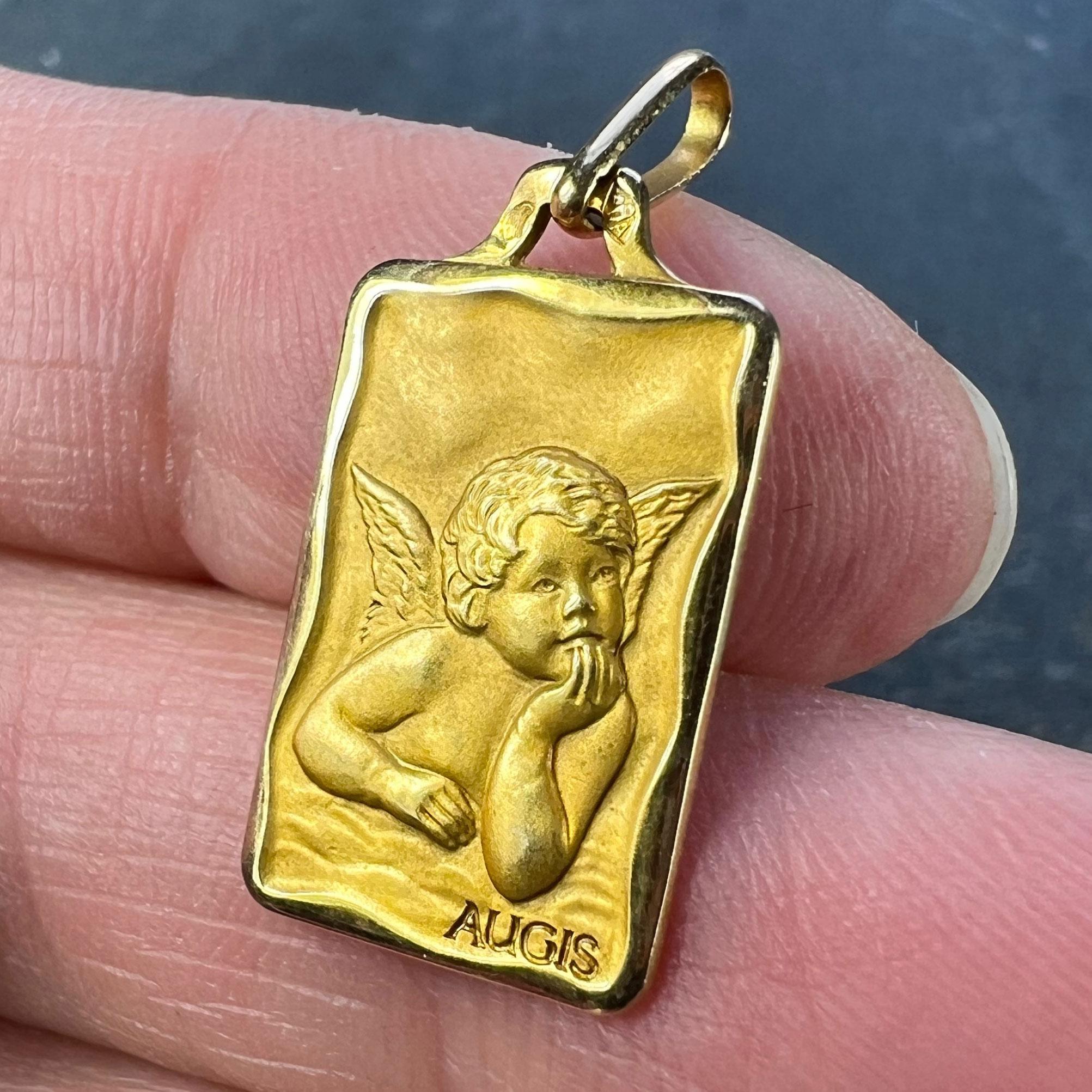 French Augis Raphael’s Cherub 18K Yellow Gold Charm Pendant 2