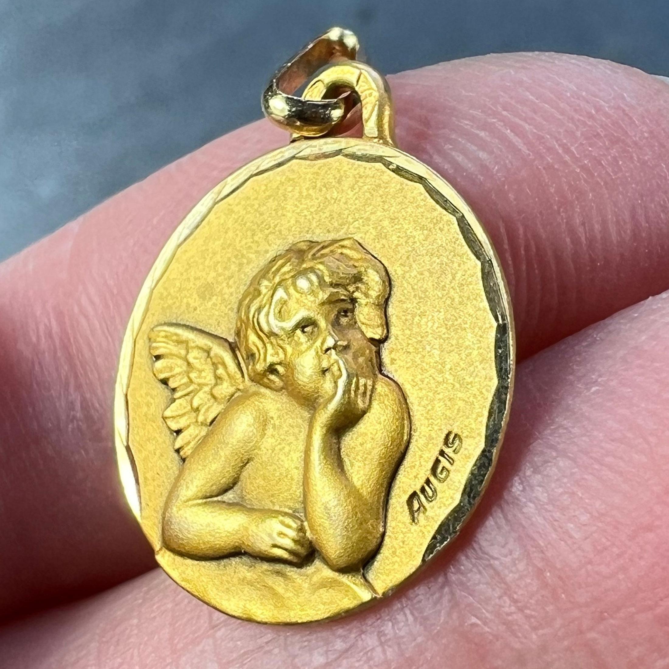 French Augis Raphael’s Cherub 18K Yellow Gold Charm Pendant For Sale 3