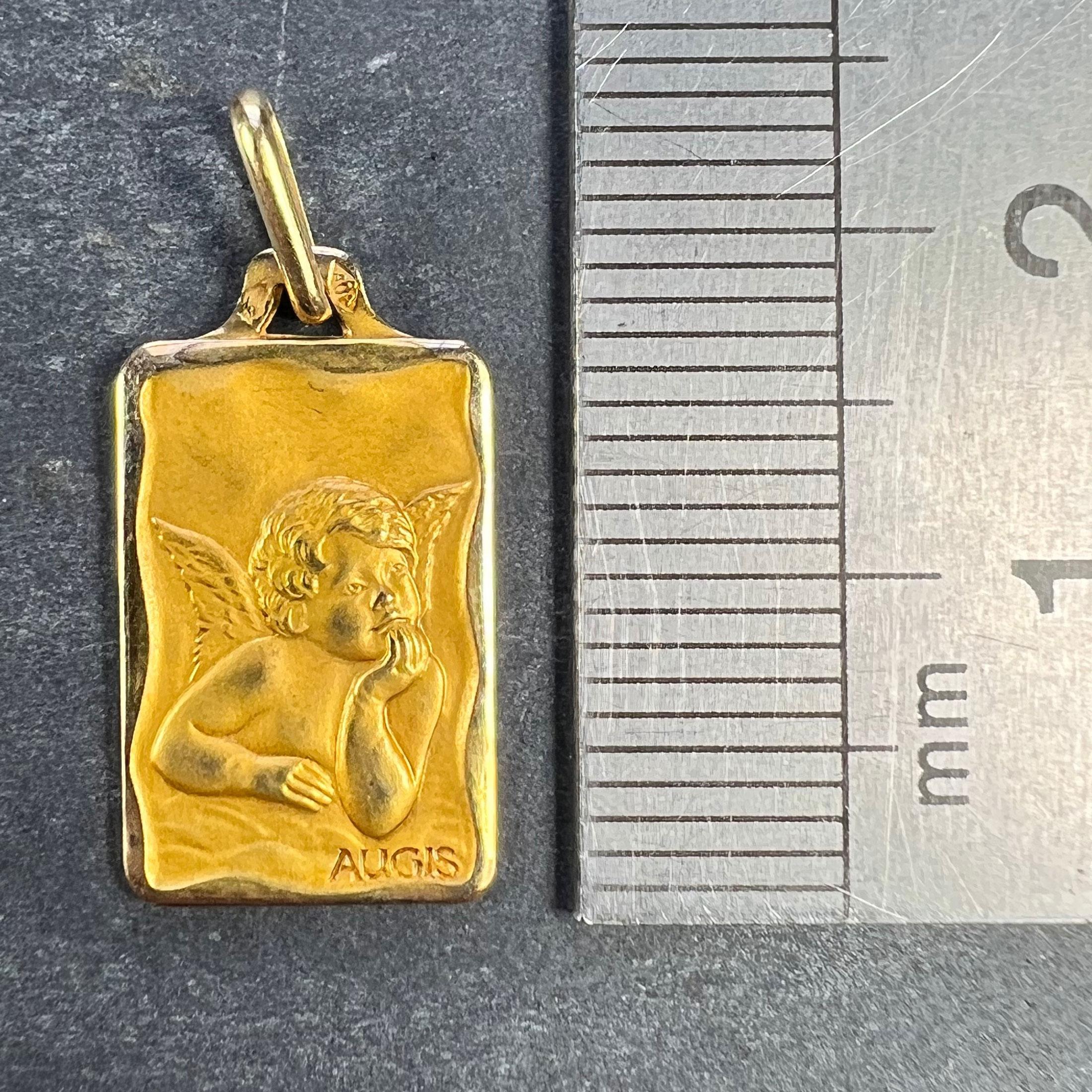 French Augis Raphael’s Cherub 18K Yellow Gold Charm Pendant 5