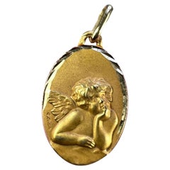 Vintage French Augis Raphael’s Cherub 18K Yellow Gold Charm Pendant