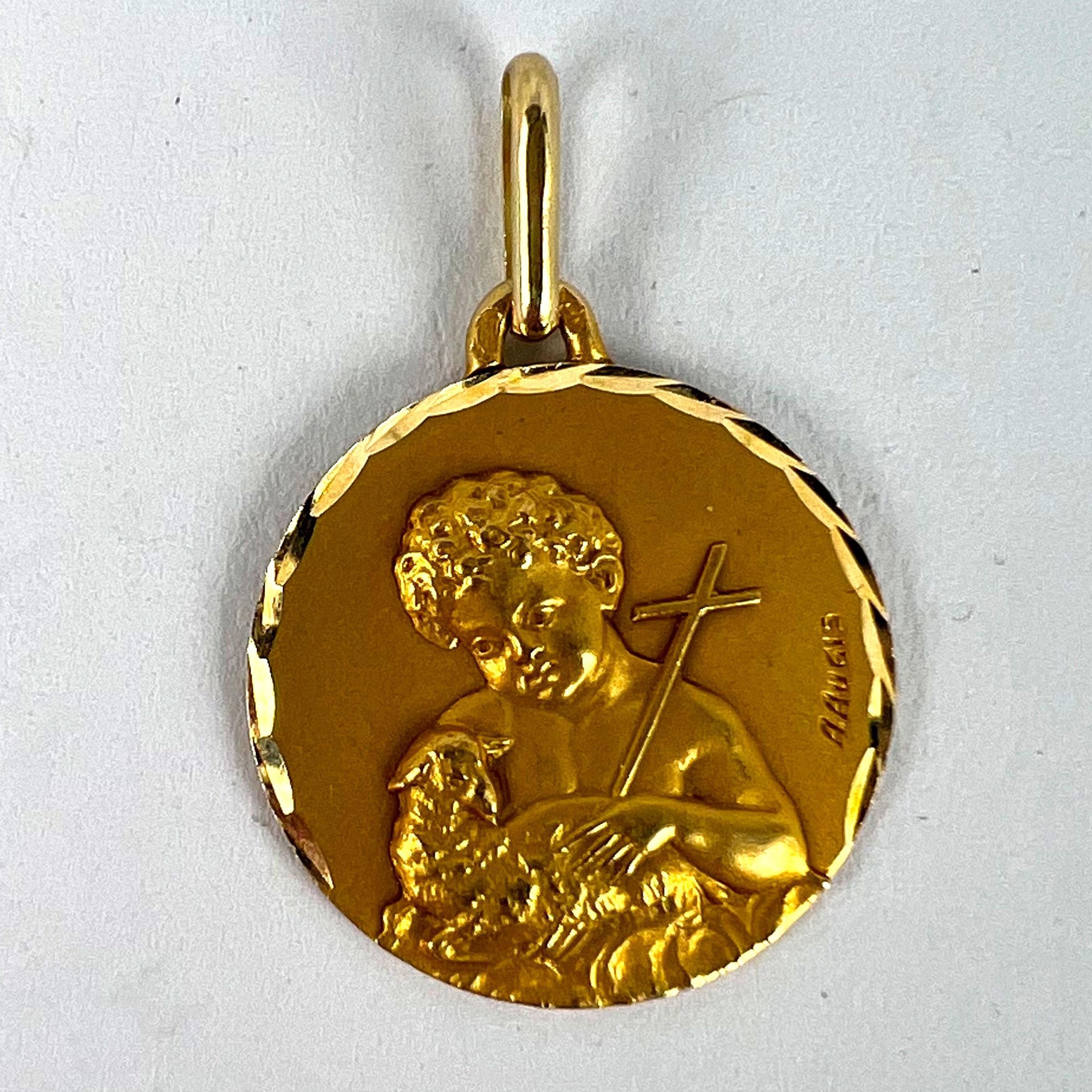 French Augis Saint John the Baptist 18K Yellow Gold Charm Pendant For Sale 7