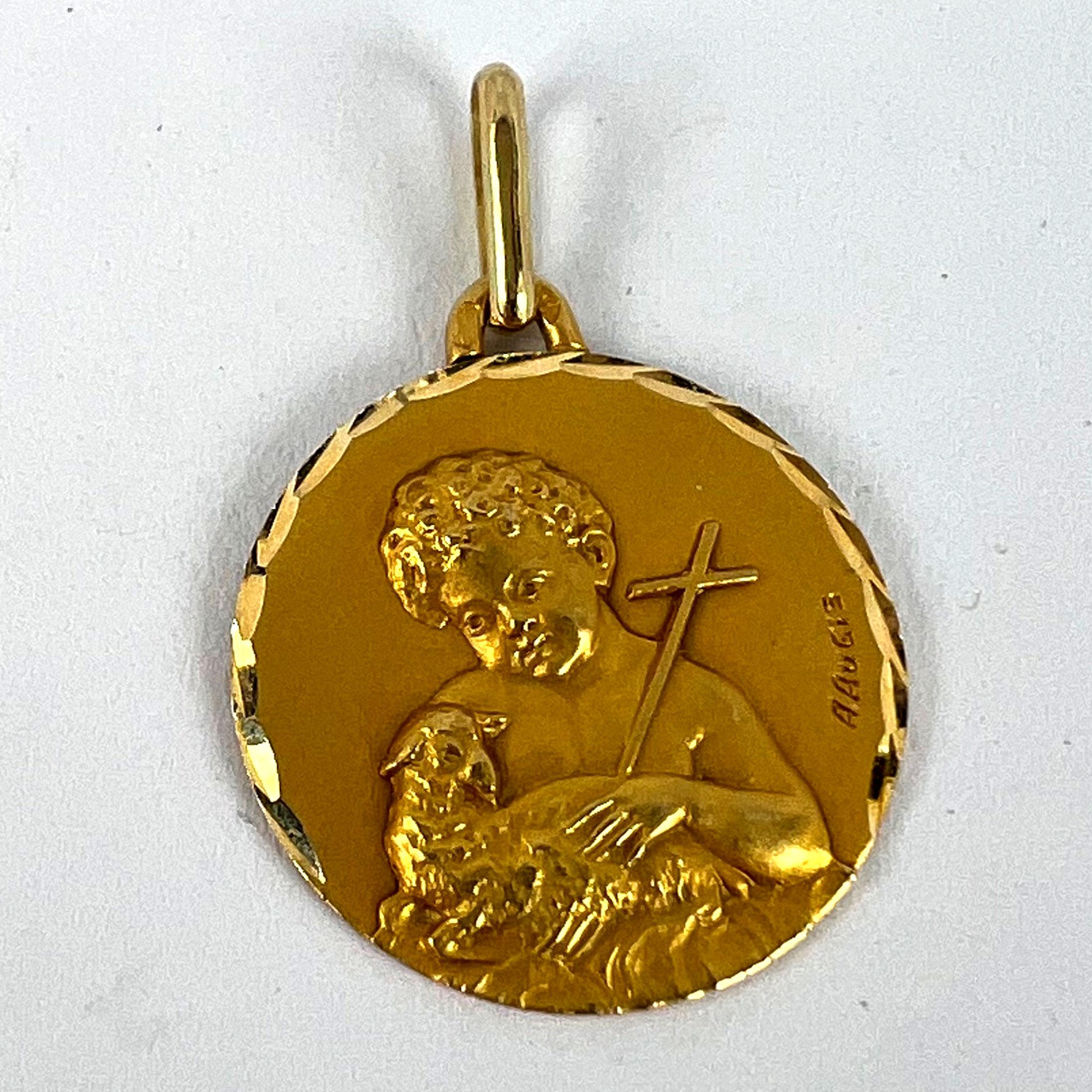 French Augis Saint John the Baptist 18K Yellow Gold Charm Pendant For Sale 8