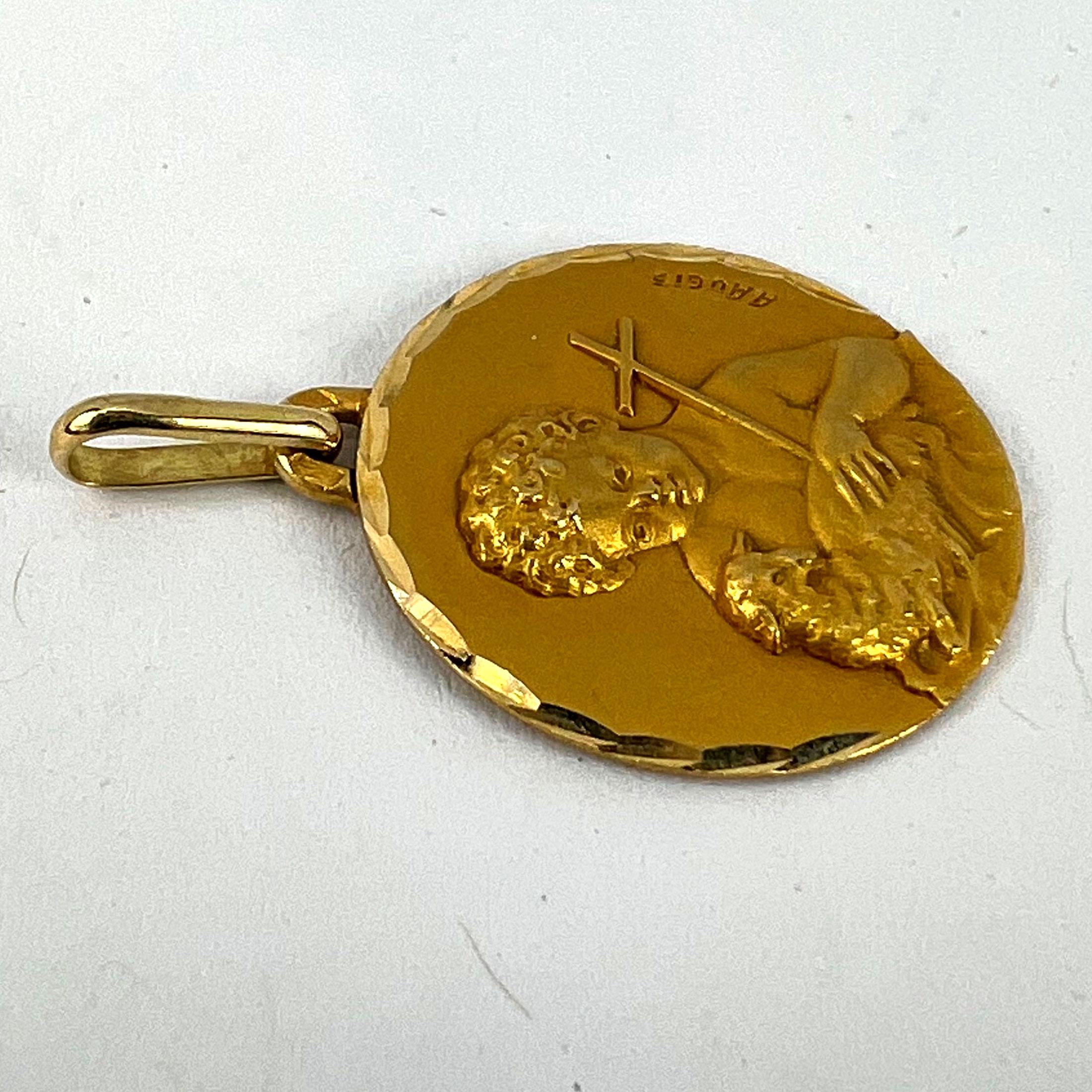 French Augis Saint John the Baptist 18K Yellow Gold Charm Pendant For Sale 10