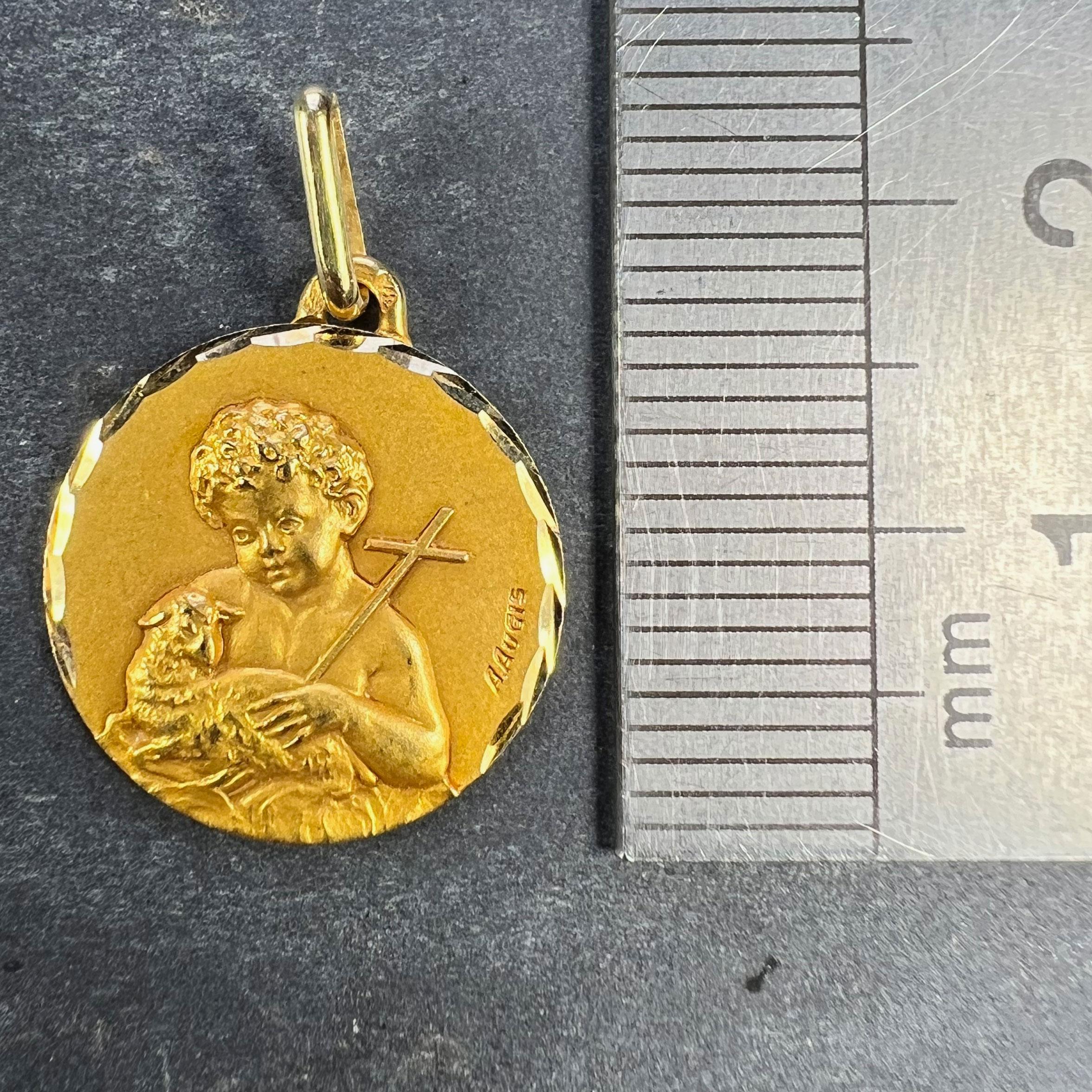 French Augis Saint John the Baptist 18K Yellow Gold Charm Pendant For Sale 5