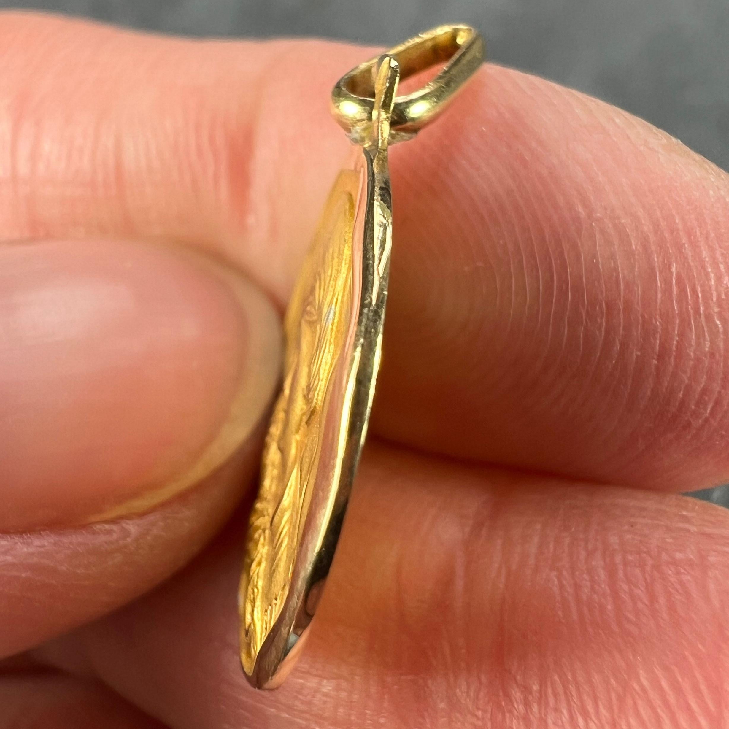 French Augis Saint John the Baptist Lamb 18K Yellow Gold Medal Pendant For Sale 3