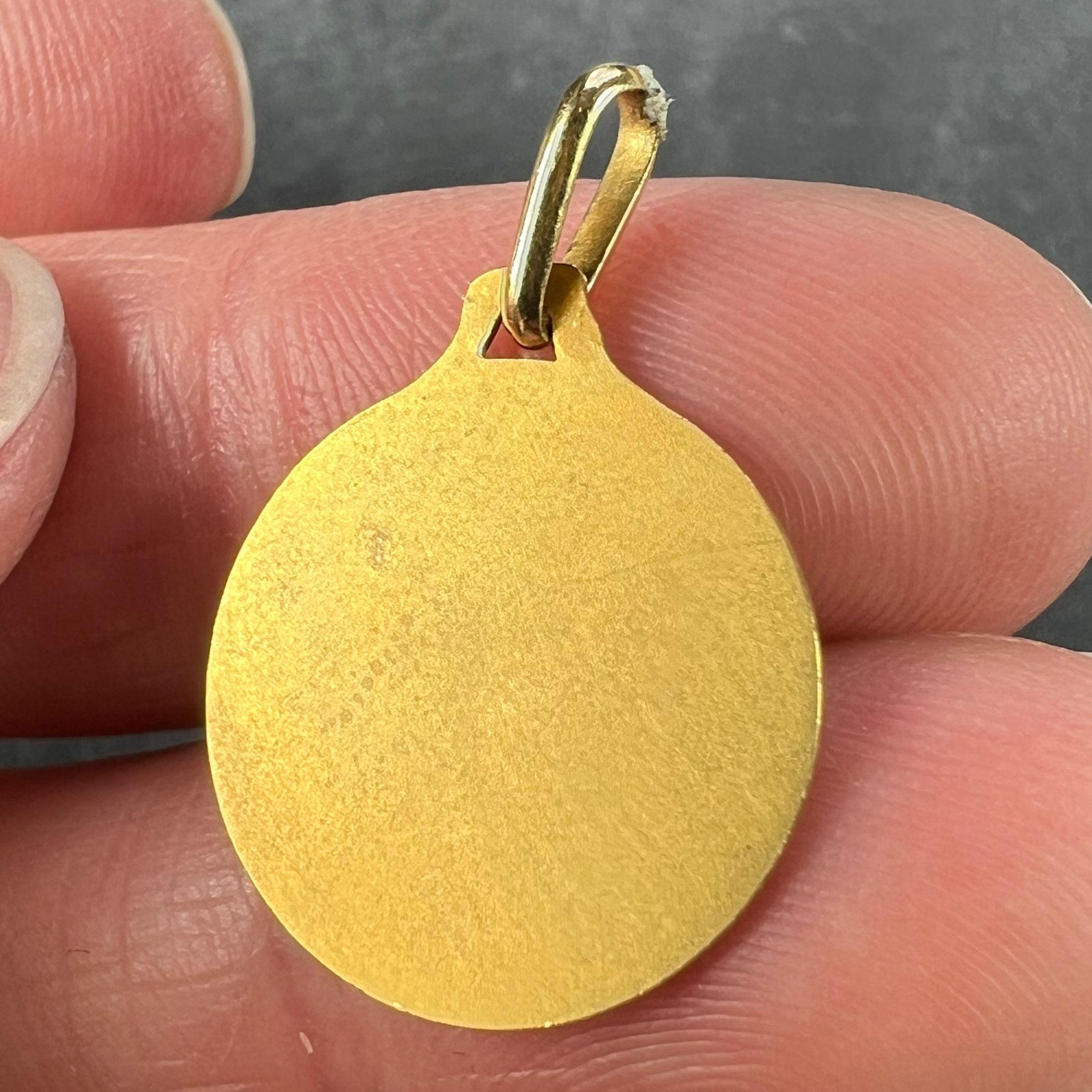 French Augis Saint John the Baptist Lamb 18K Yellow Gold Medal Pendant For Sale 4