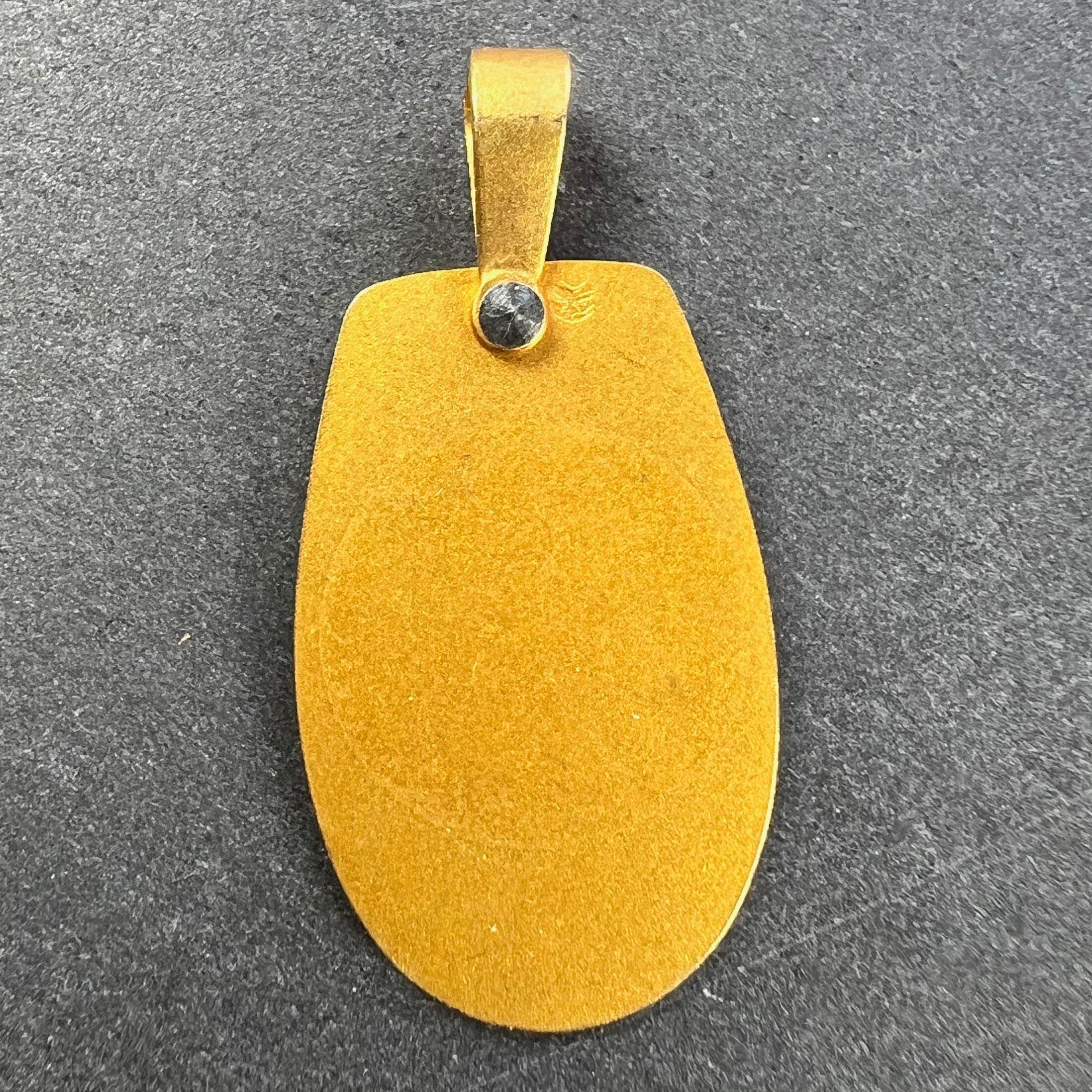 Colgante Medalla Religiosa Virgen María Augis Francesa Oro Amarillo 18K Diamante Corte redondo en venta