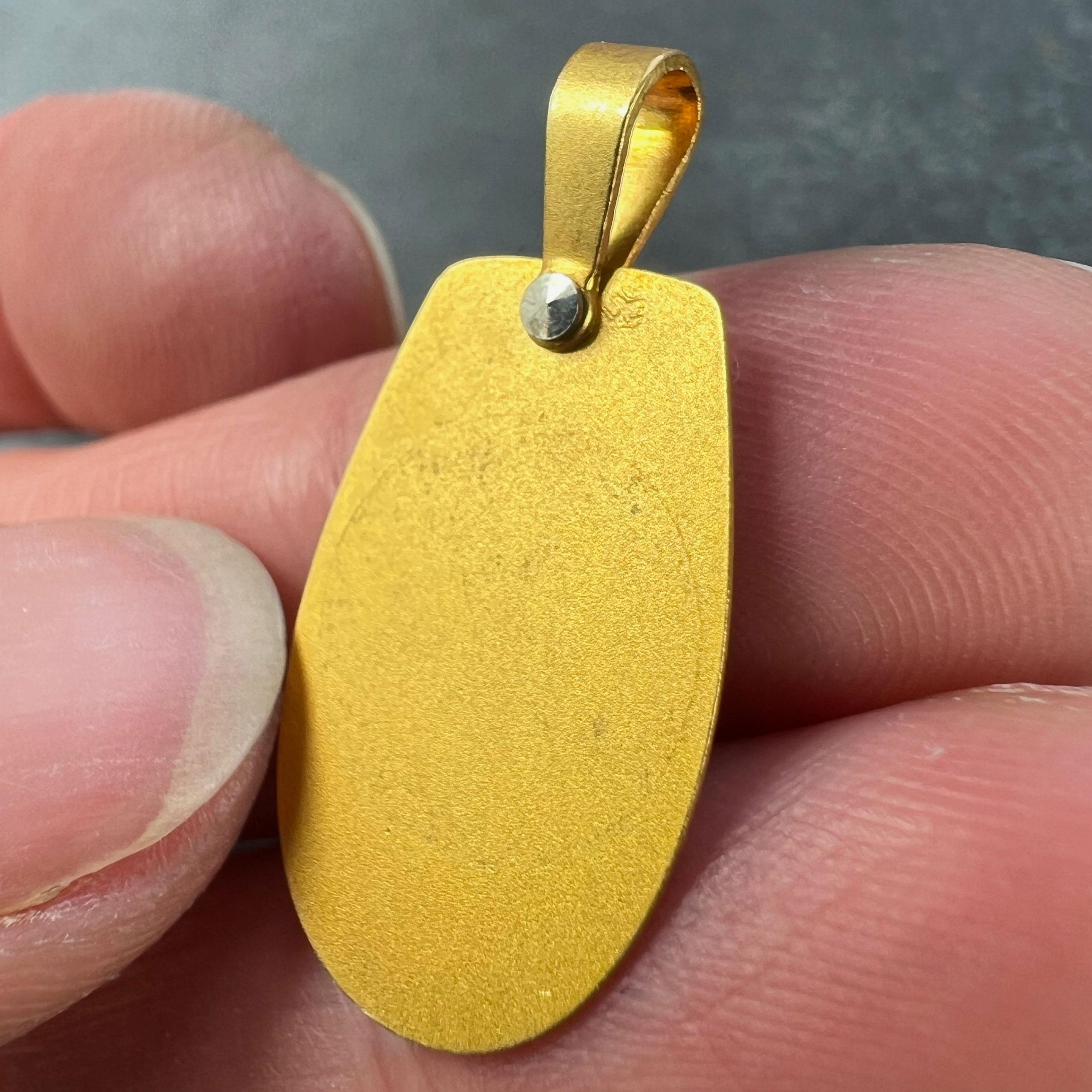 Colgante Medalla Religiosa Virgen María Augis Francesa Oro Amarillo 18K Diamante en venta 3