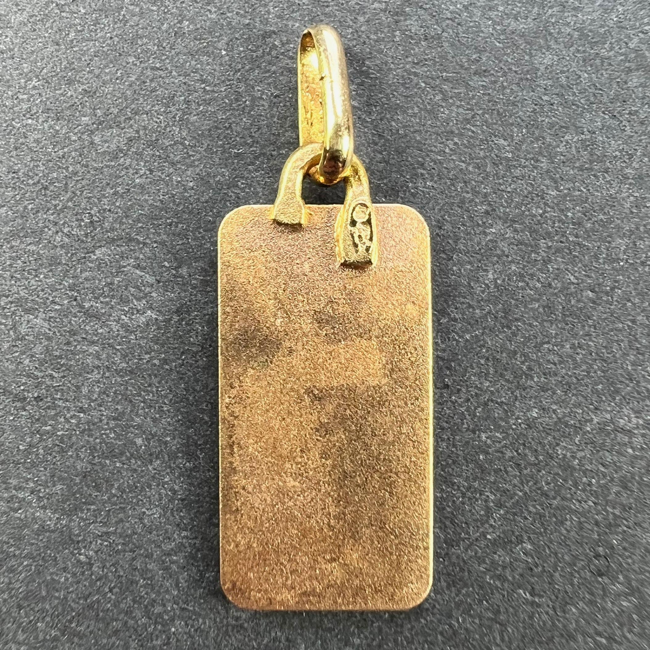 French Augis Virgin Mary 18K Yellow Rose Gold Religious Medal Pendant  In Good Condition For Sale In London, GB
