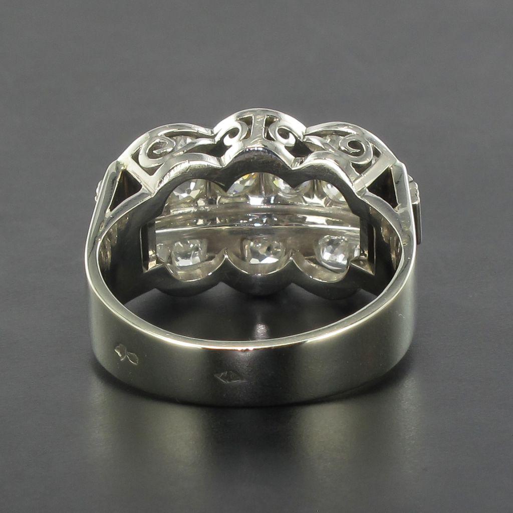 French Authentic Art Deco Platinum White Gold Diamond Ring 6
