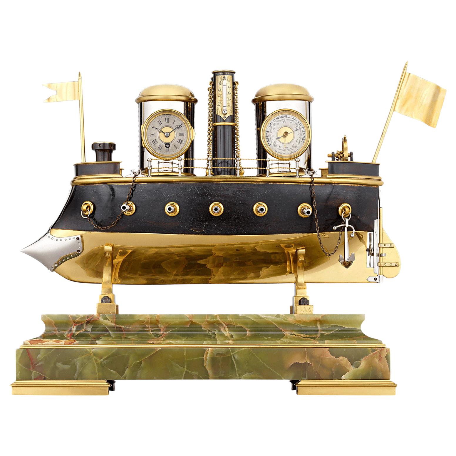 French Automaton Battleship Industrial Clock