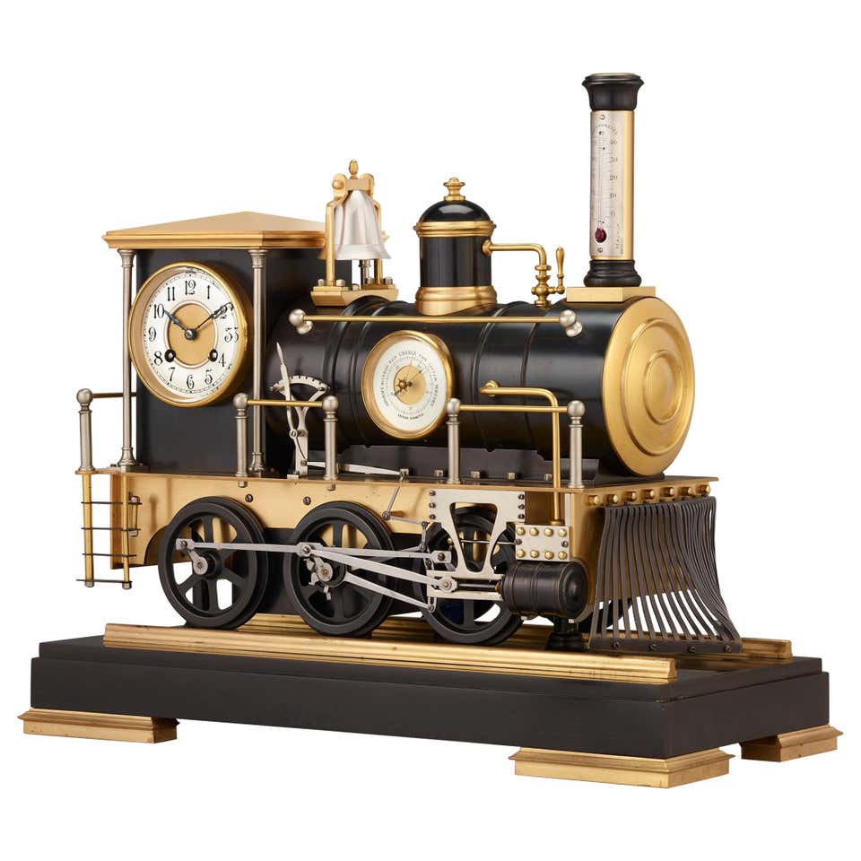 French Automaton Industrial Locomotive Clock at 1stDibs