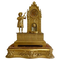 Antique French Automaton Ormolu Clock in Gothic Style