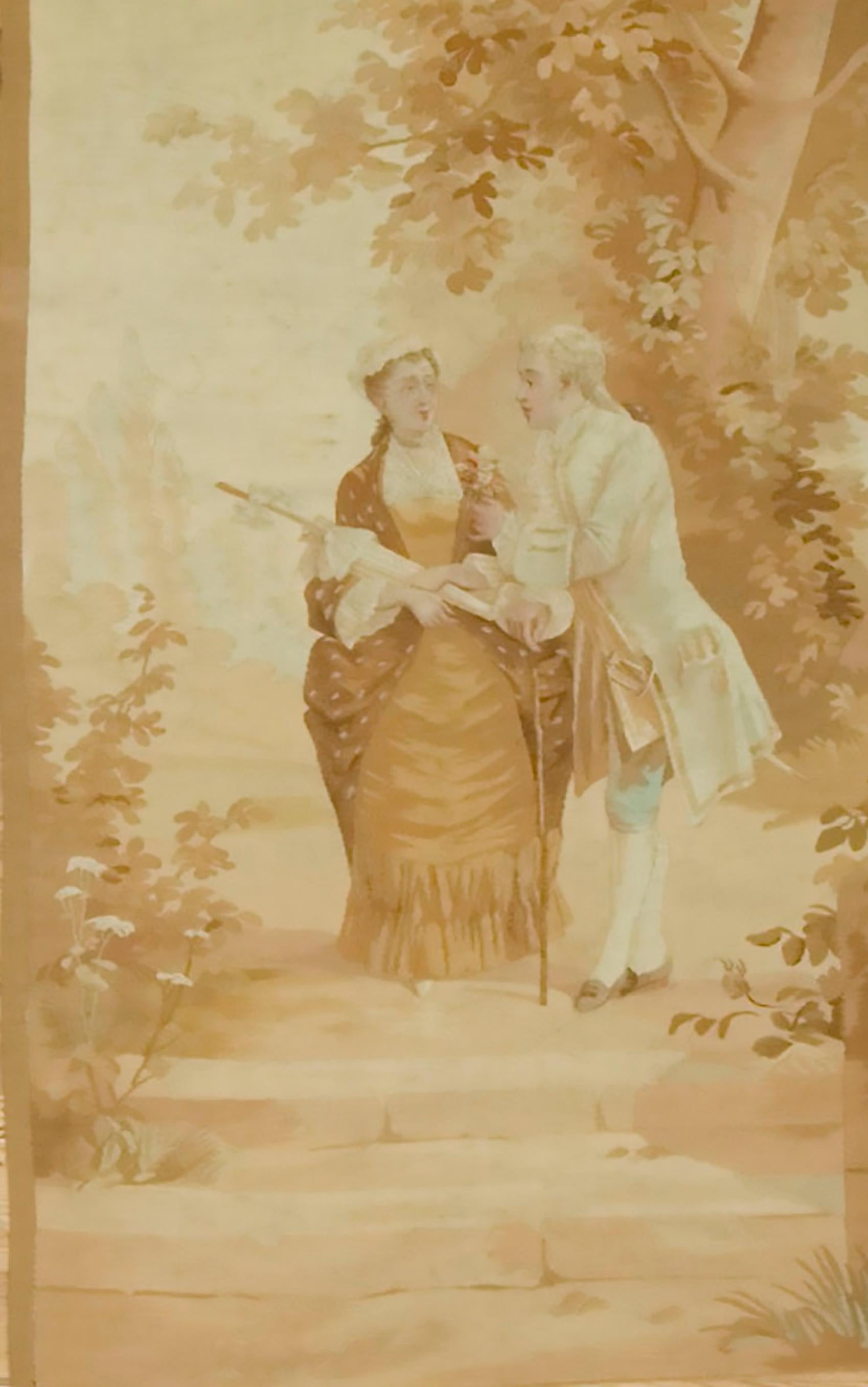 Französischer Aubusson-Wandteppich in Herbstfarben, Aubusson, 2'8 x 4'10 im Angebot 1