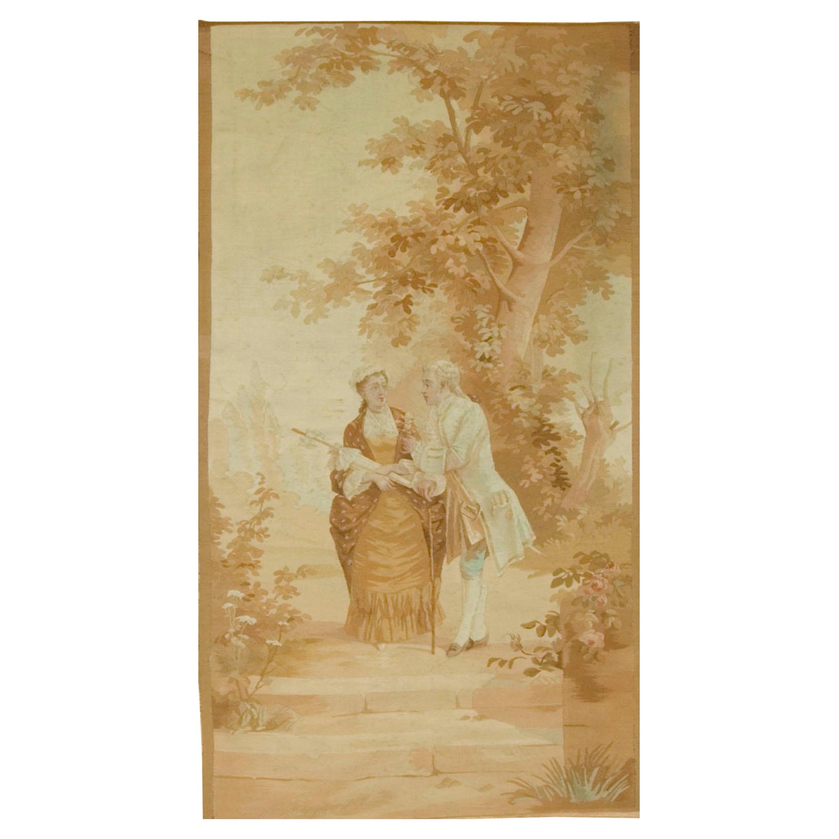 Französischer Aubusson-Wandteppich in Herbstfarben, Aubusson, 2'8 x 4'10 im Angebot