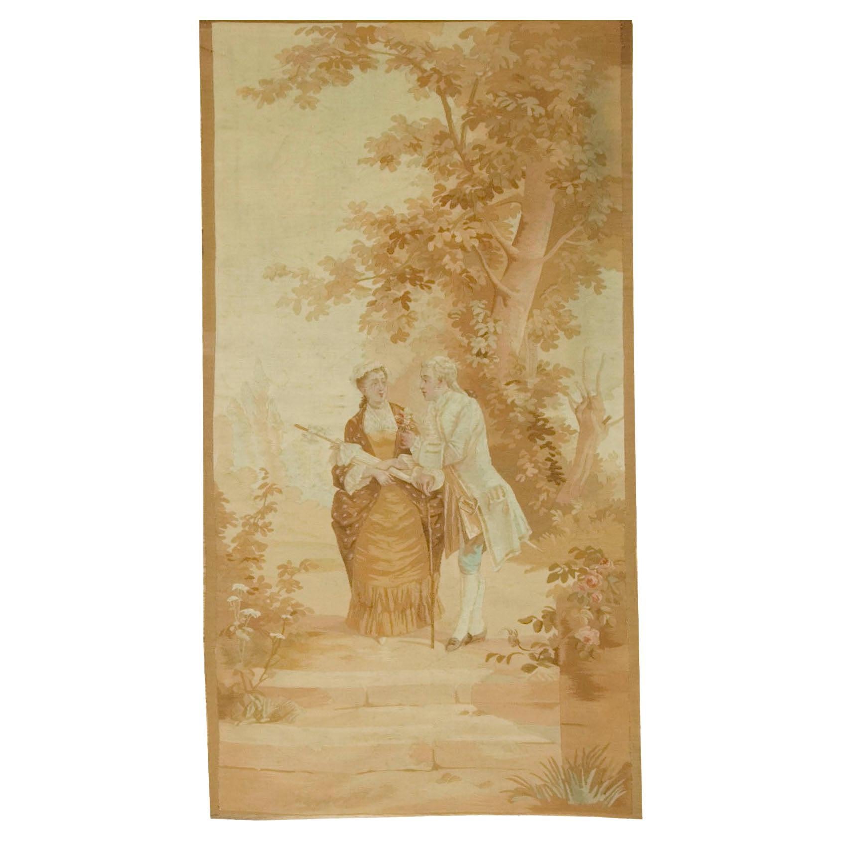 French Autumn Colors Aubusson Tapestry  2'8 x 4'10 For Sale