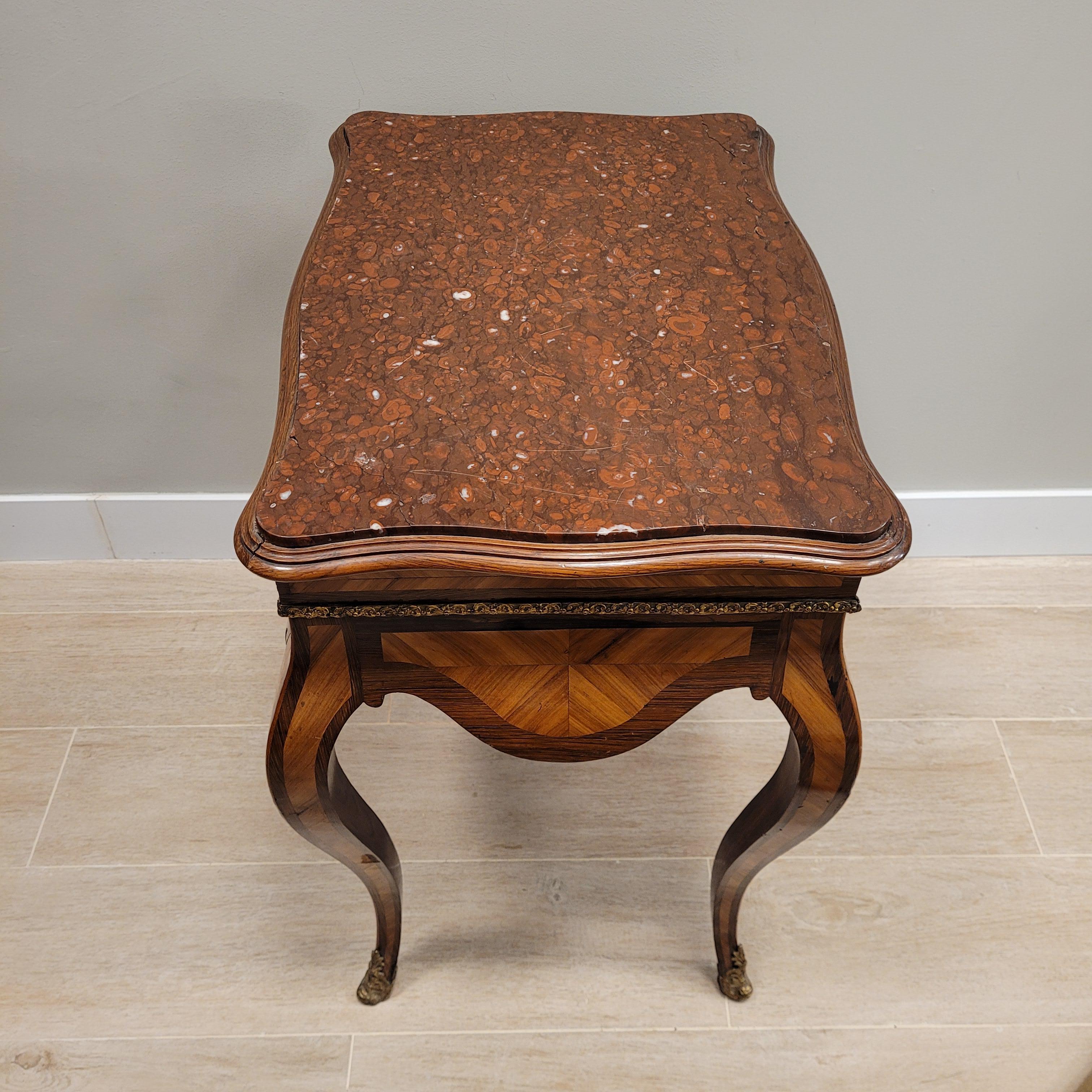 French Auxiliary Table Commode Napoleon III Style  Burgundy marble For Sale 2