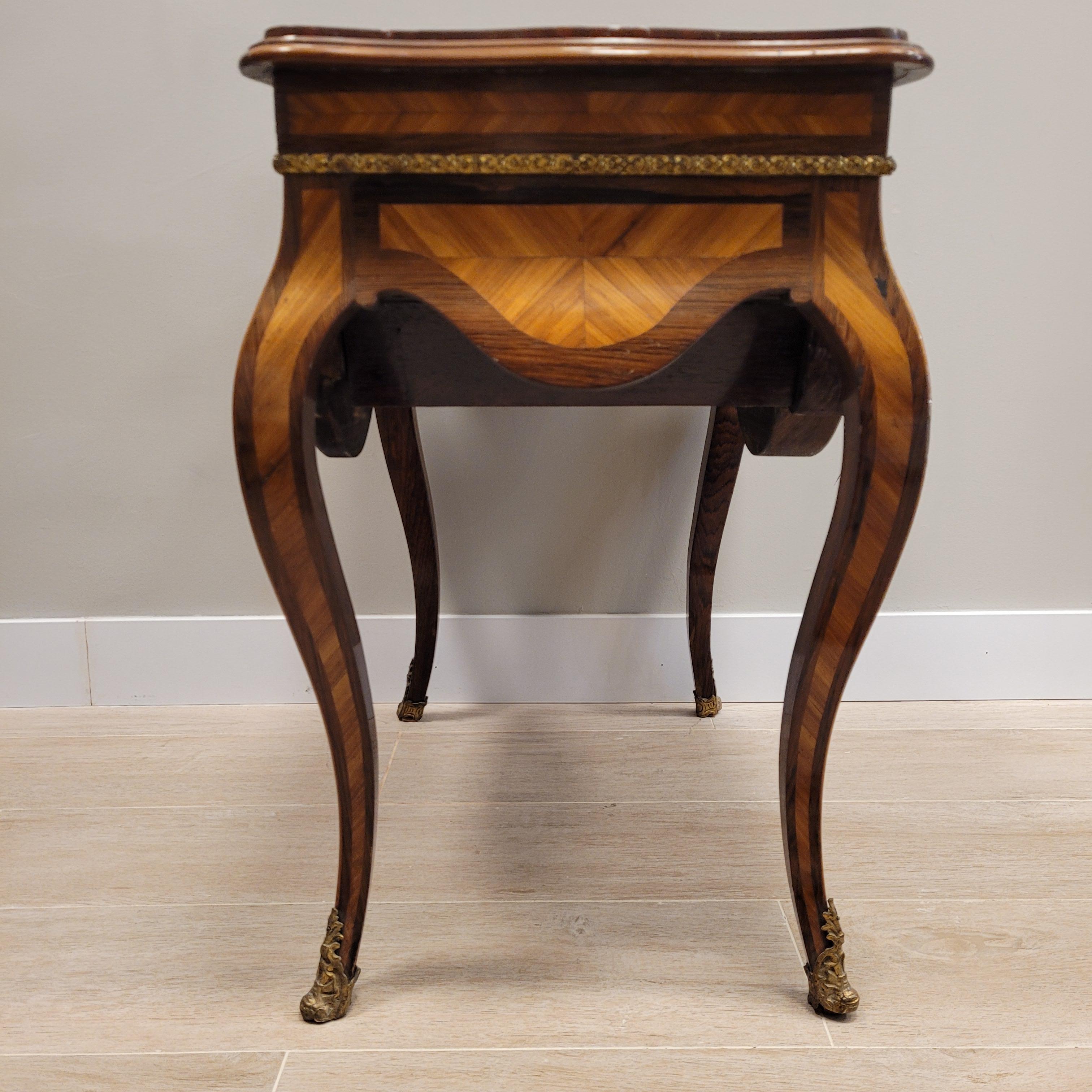 French Auxiliary Table Commode Napoleon III Style  Burgundy marble For Sale 3