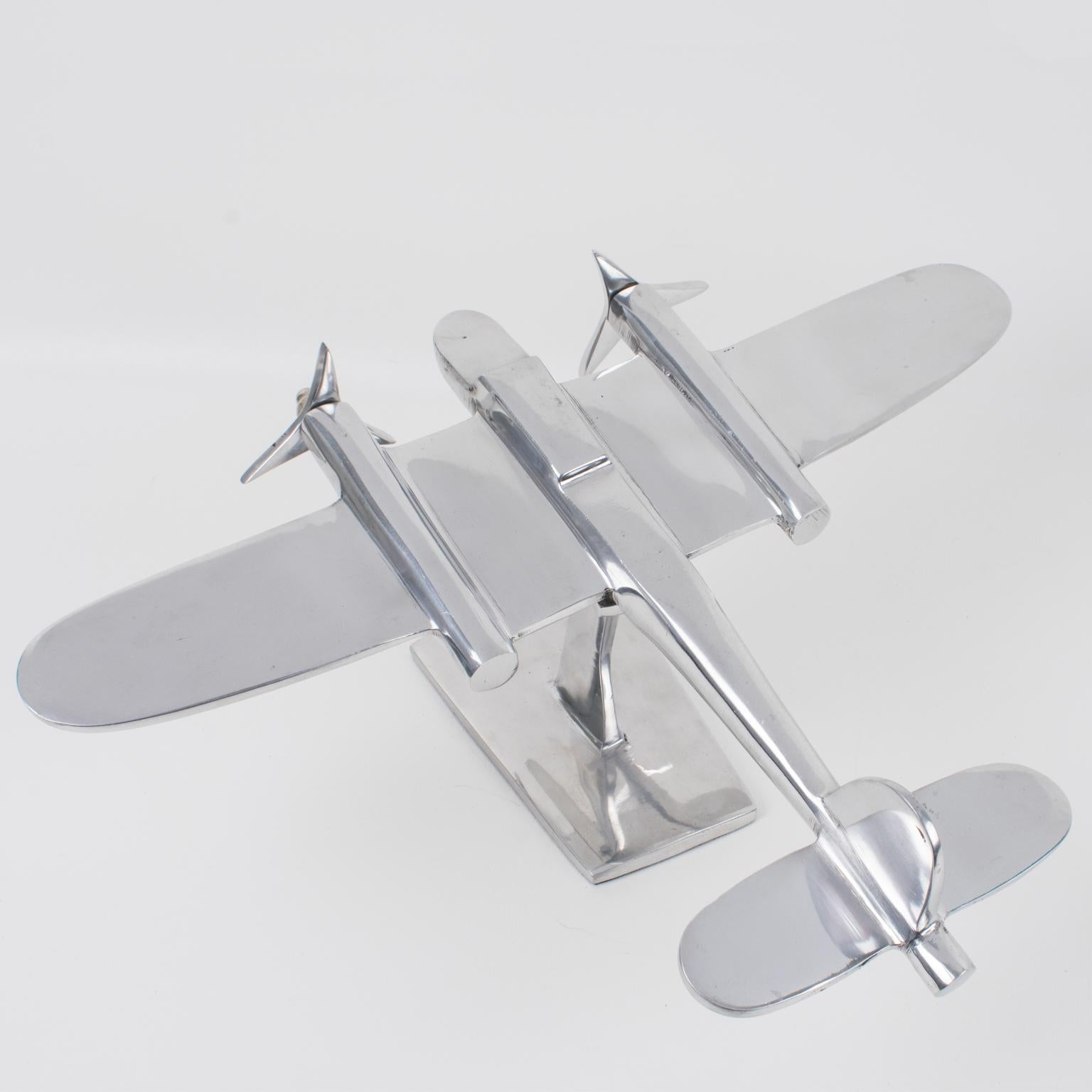Metal French Aviation Polished Aluminum Airplane Model