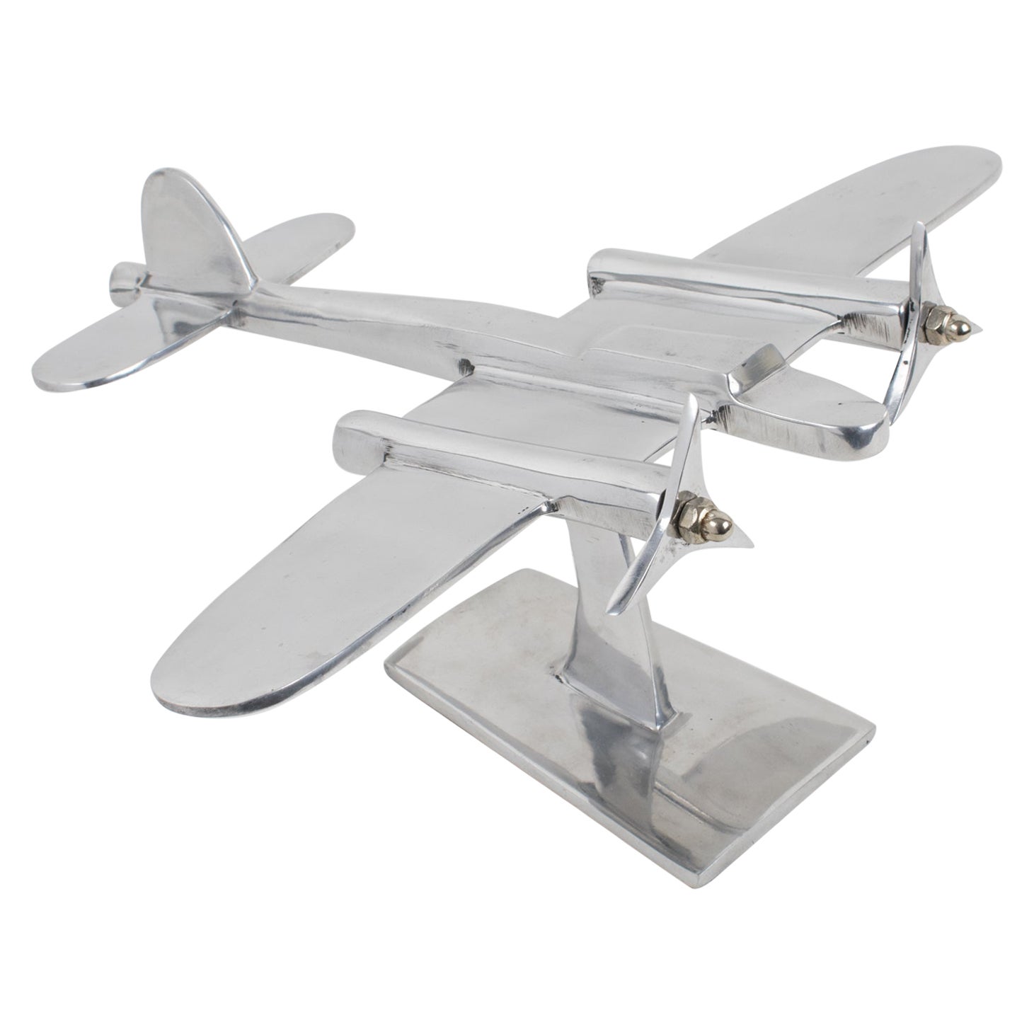 French Aviation Polished Aluminum Airplane Model