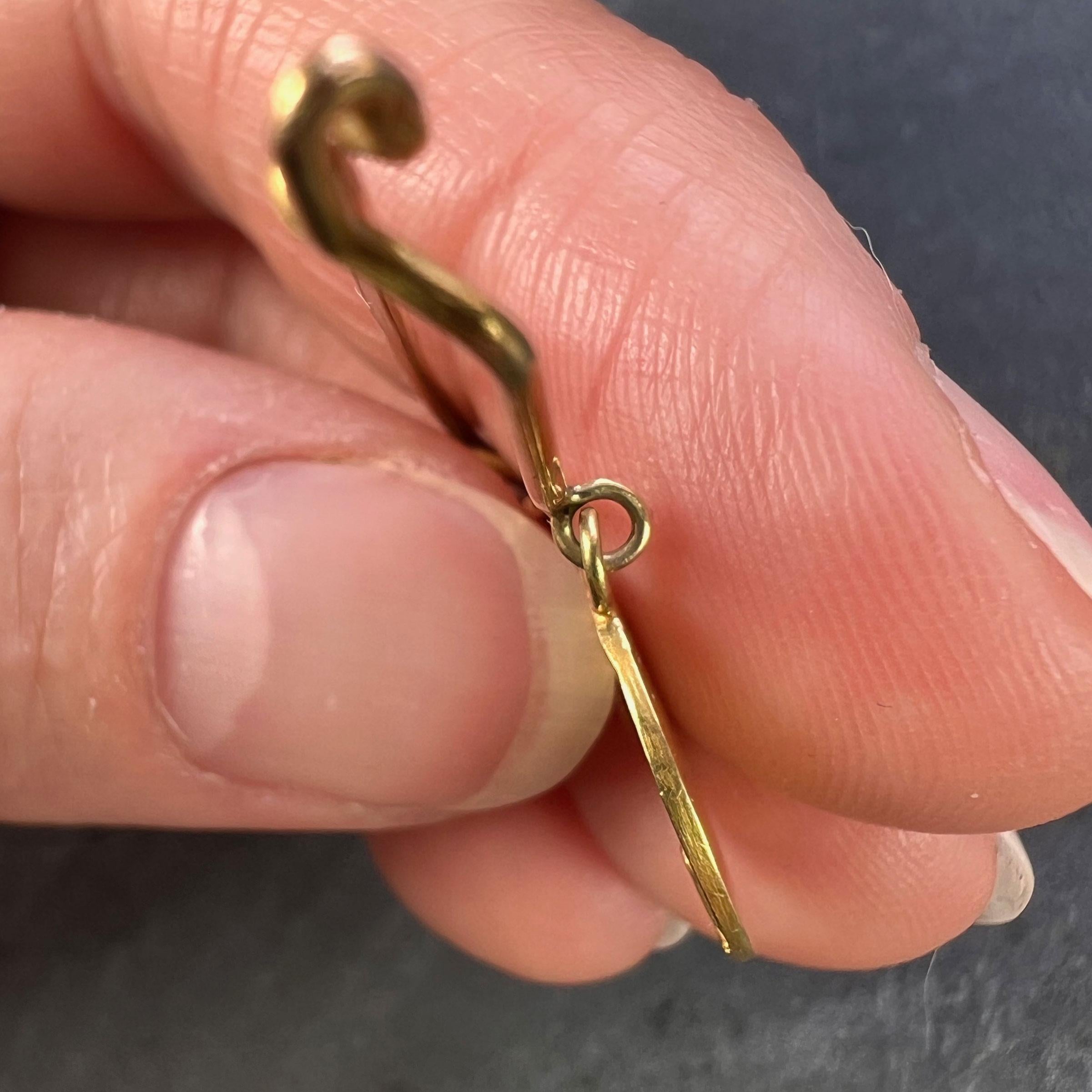French Baby Medal Safety Pin 18K Yellow Gold Charm Pendant Brooch For Sale 4