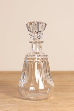 French Baccarat Crystal 1940s Pear Shaped Decanter with Cutaway Motifs