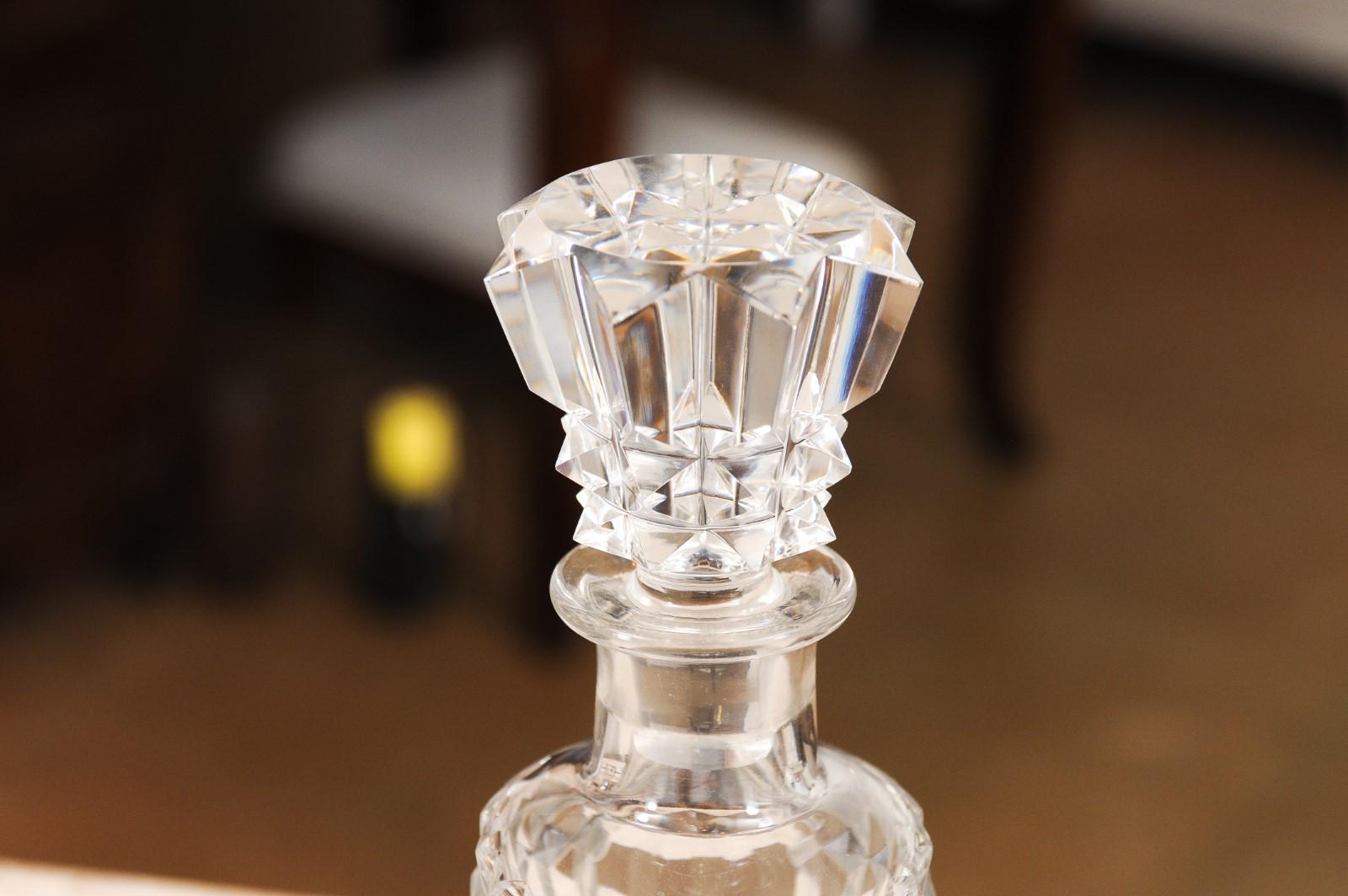 20th Century French Baccarat Crystal 1940s Pear Shaped Decanter with Cutaway Motifs For Sale