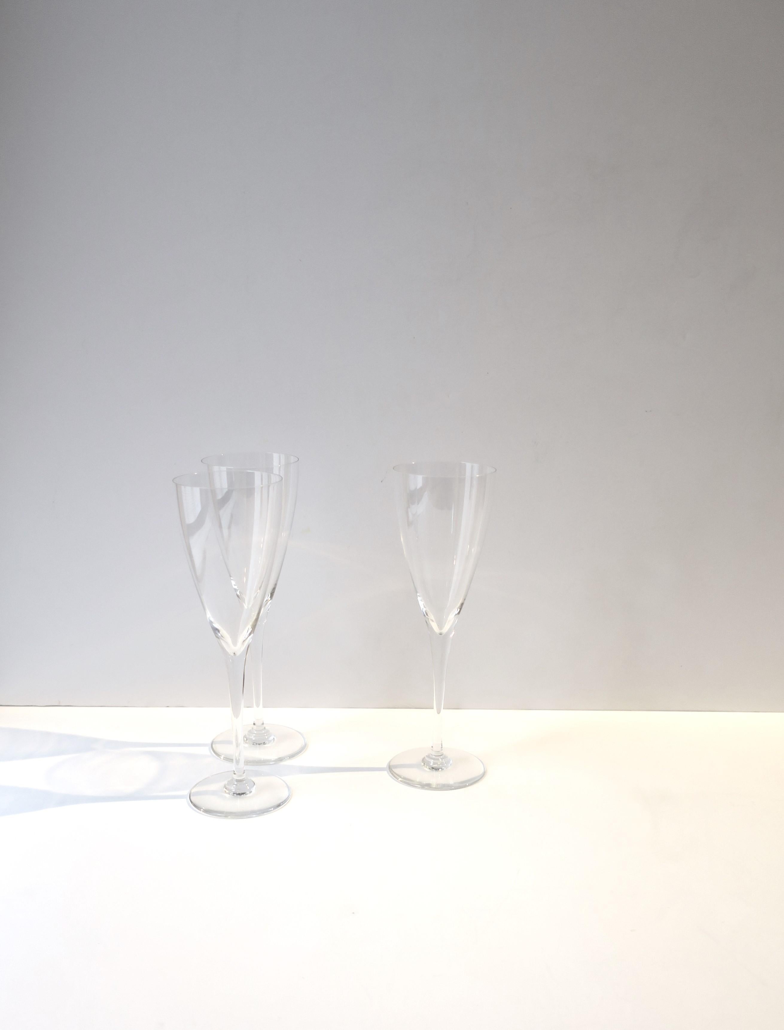 French Baccarat Crystal Champagne Flutes Glasses, Set of 3 In Good Condition For Sale In New York, NY