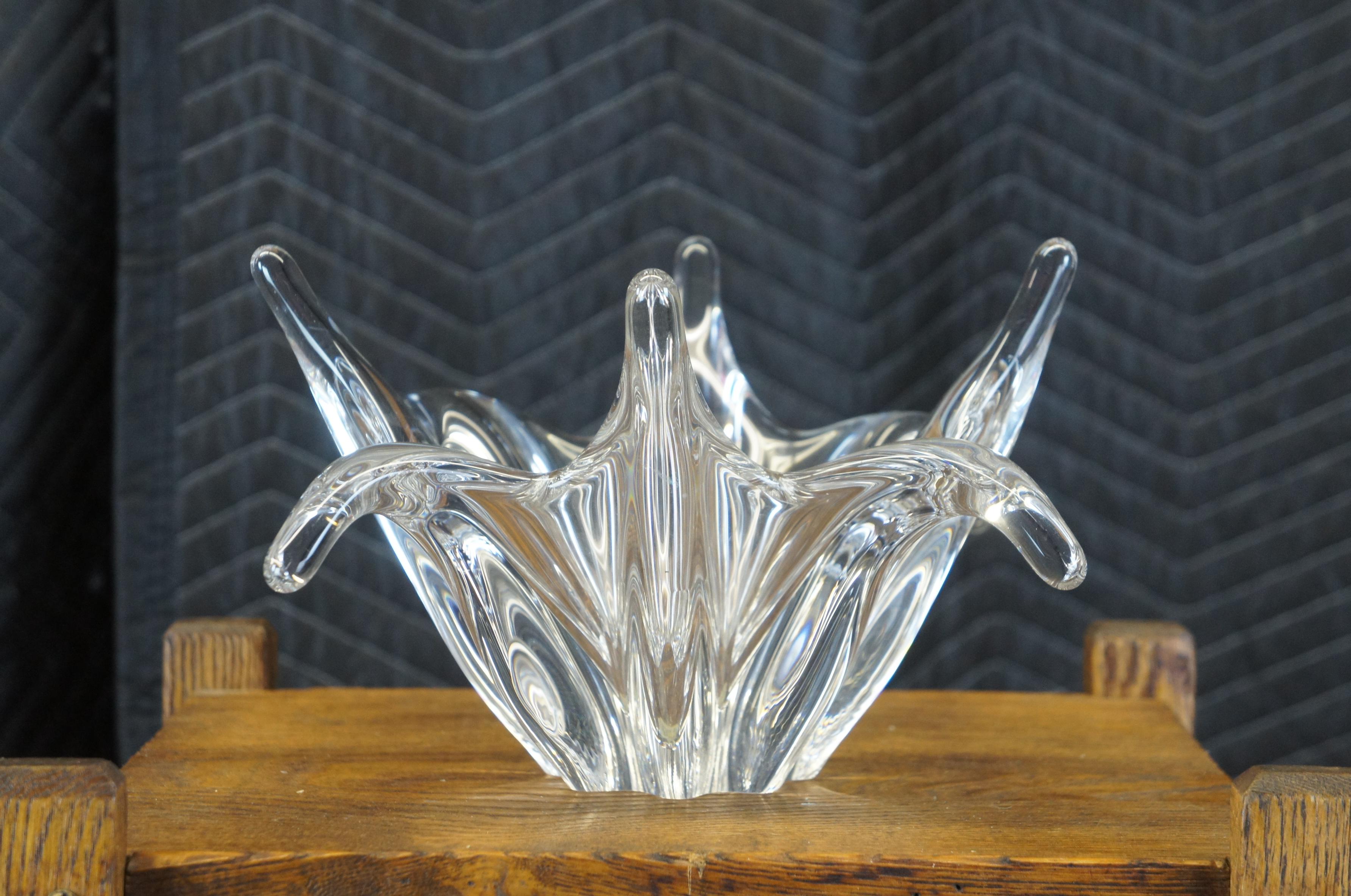 French Baccarat Crystal Freeform Splash Centerpiece Fruit Candy Nut Bowl Dish 13 In Good Condition In Dayton, OH