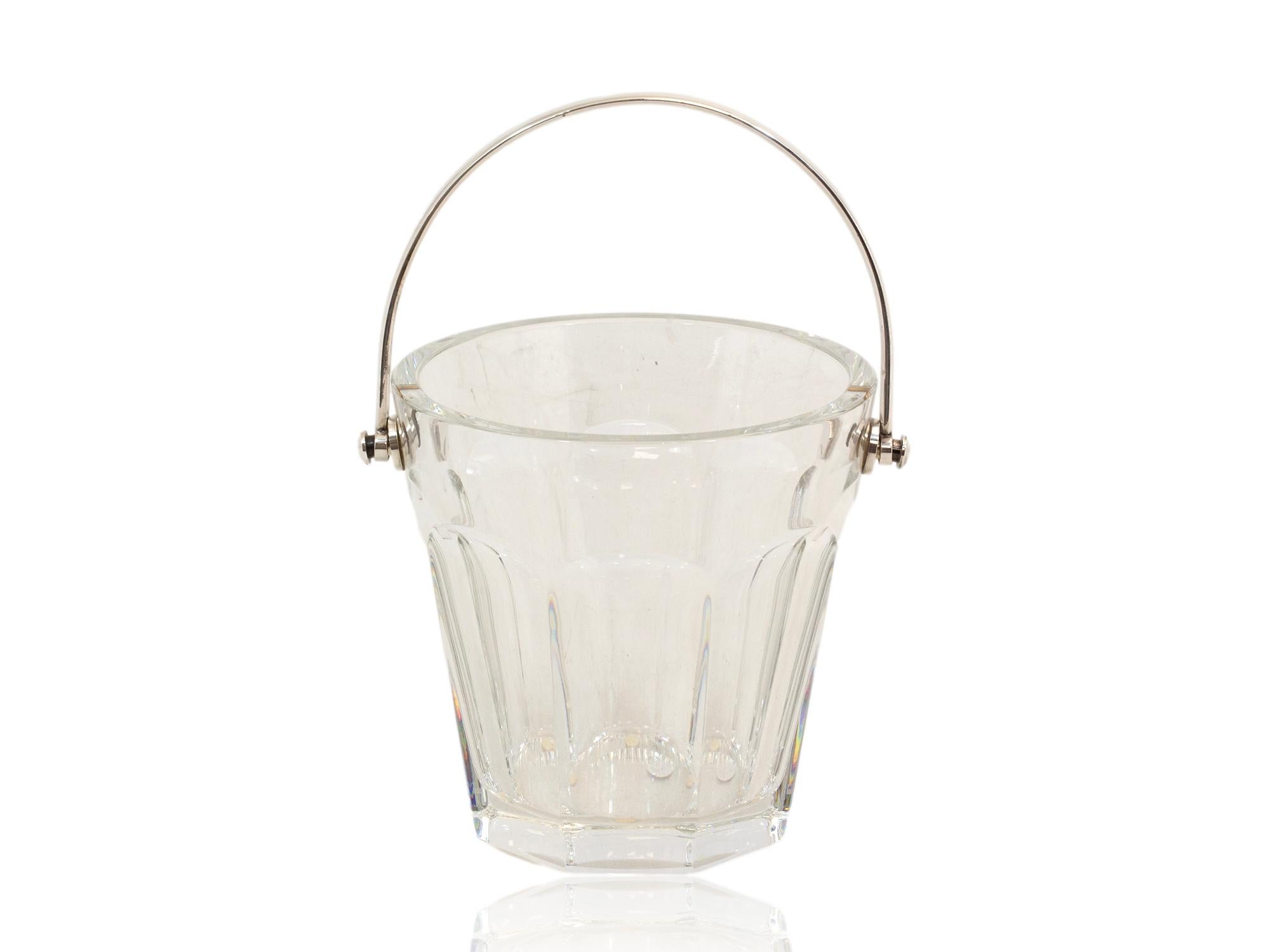 Silver Plate French Baccarat Crystal Glass Ice Bucket