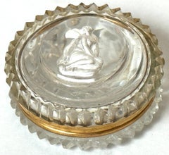French Baccarat Crystal Patch Box with Sulfide Cameo of Psyche, 1840-1860