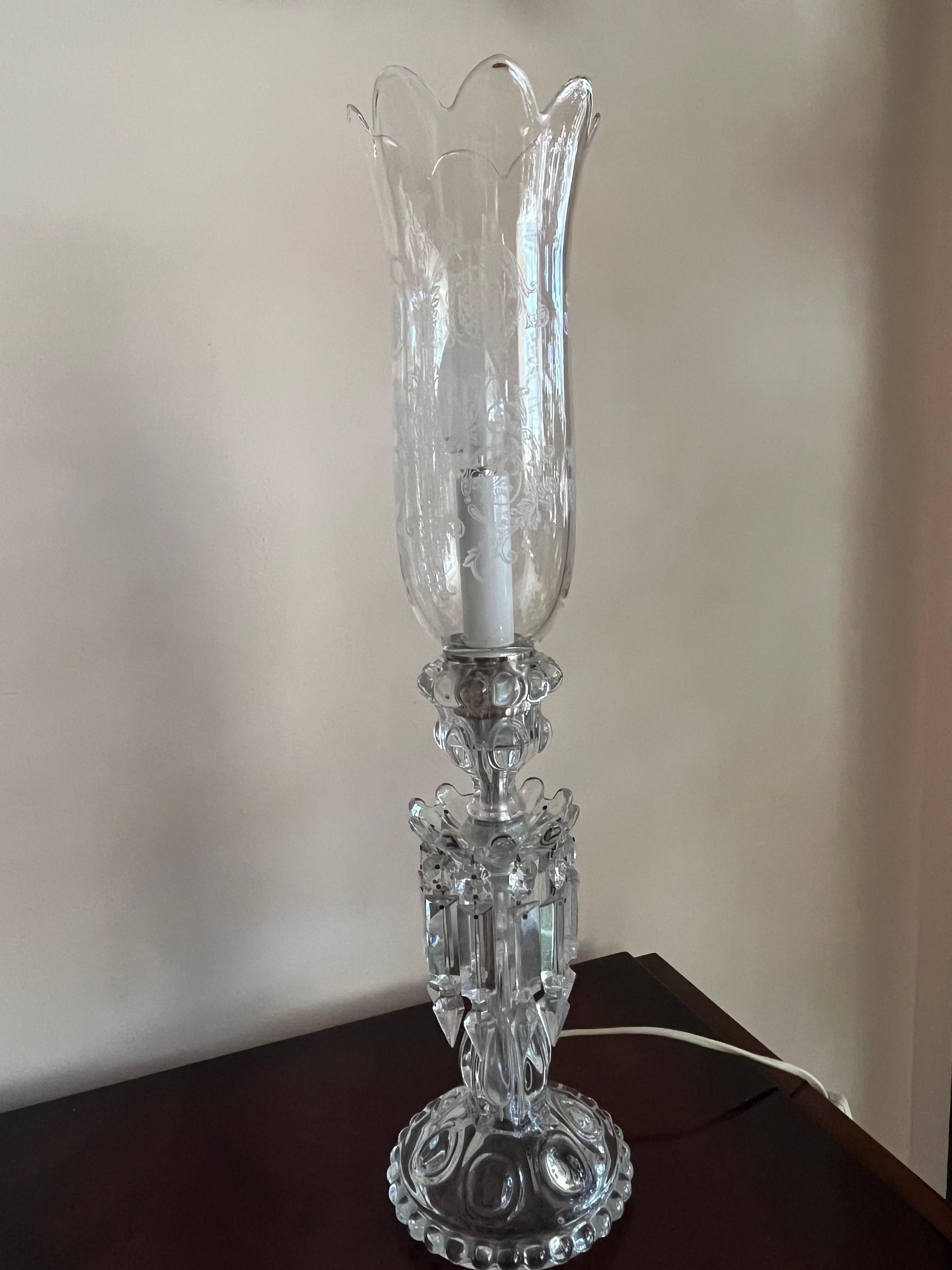 Lampe de table en cristal de Baccarat, 1990
Très petites marques du temps, intactes et fonctionnelles.