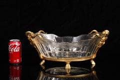 French Baccarat Cut Crystal And Dore Bronze Centerpiece with Baccus Mask
