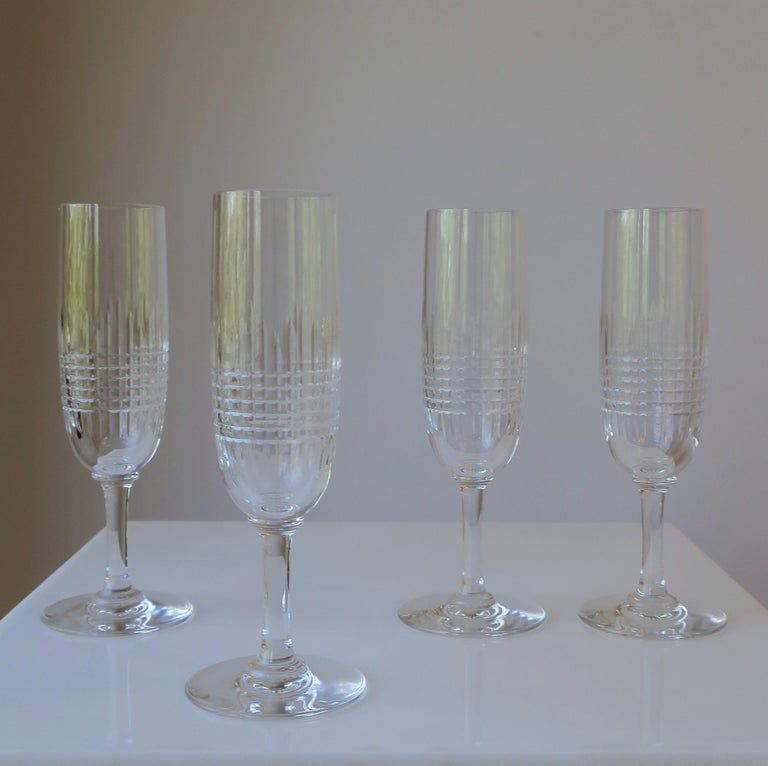 Baccarat French Cut Crystal Champagne Flute Glasses 1