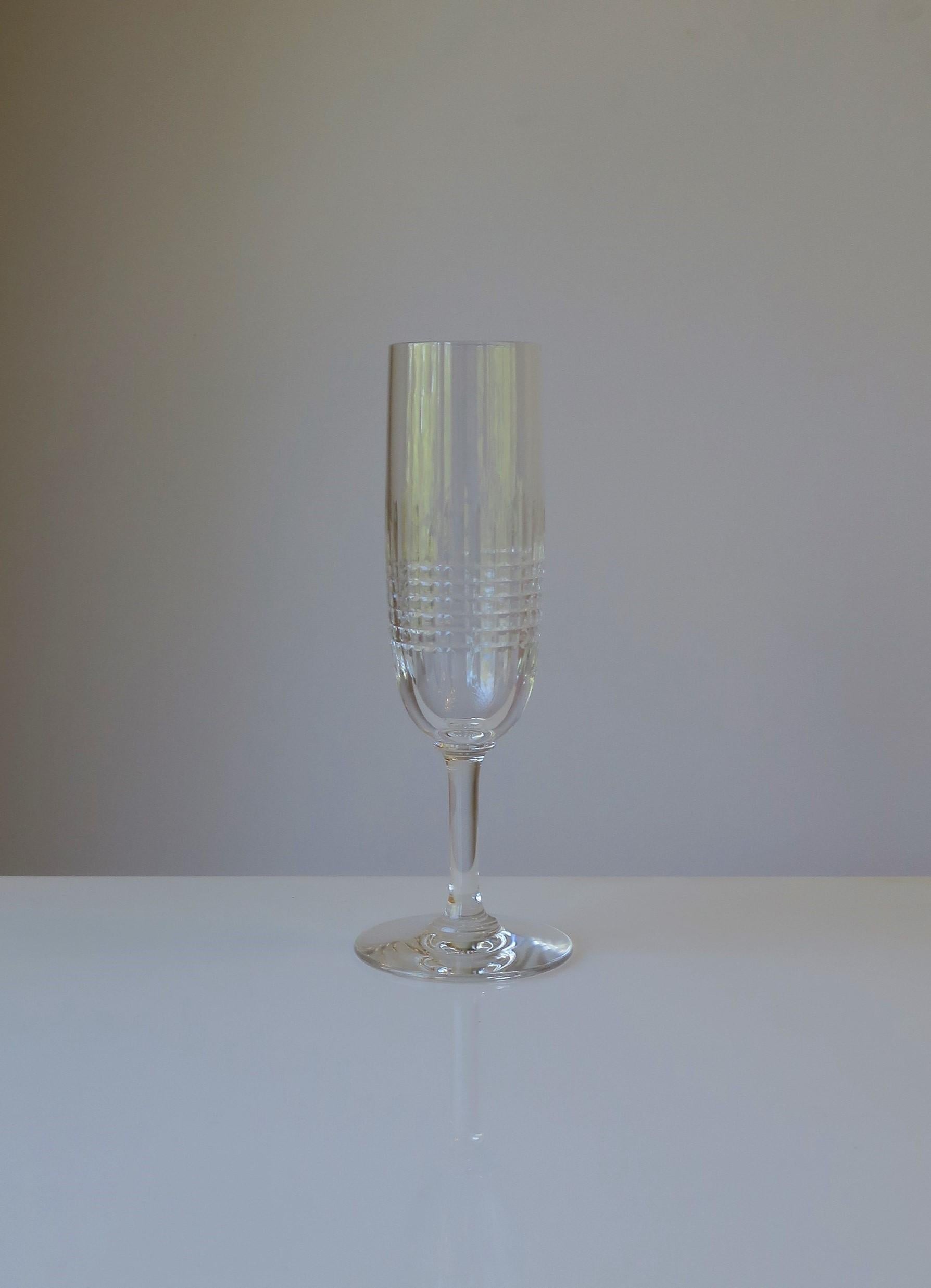 20th Century Baccarat French Cut Crystal Champagne Flute Glasses