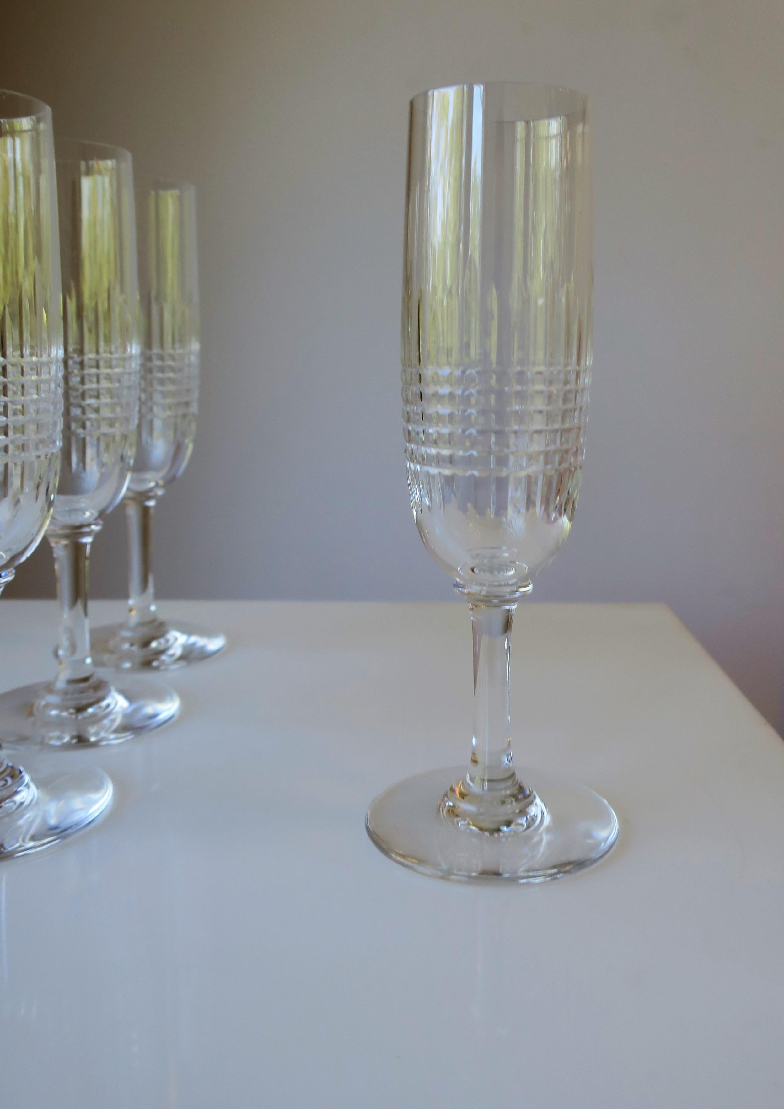 Baccarat French Cut Crystal Champagne Flute Glasses 3