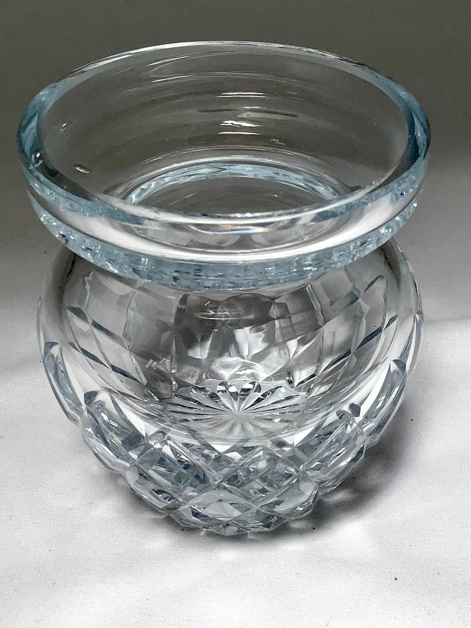 Mid-century French crystal Baccarat flower vase or serving dish for a sauce or topping.  Stamped 