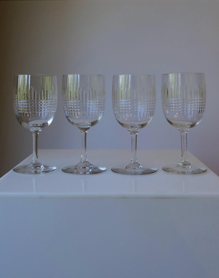 Baccarat French Cut Crystal Wine Glasses In Excellent Condition For Sale In New York, NY